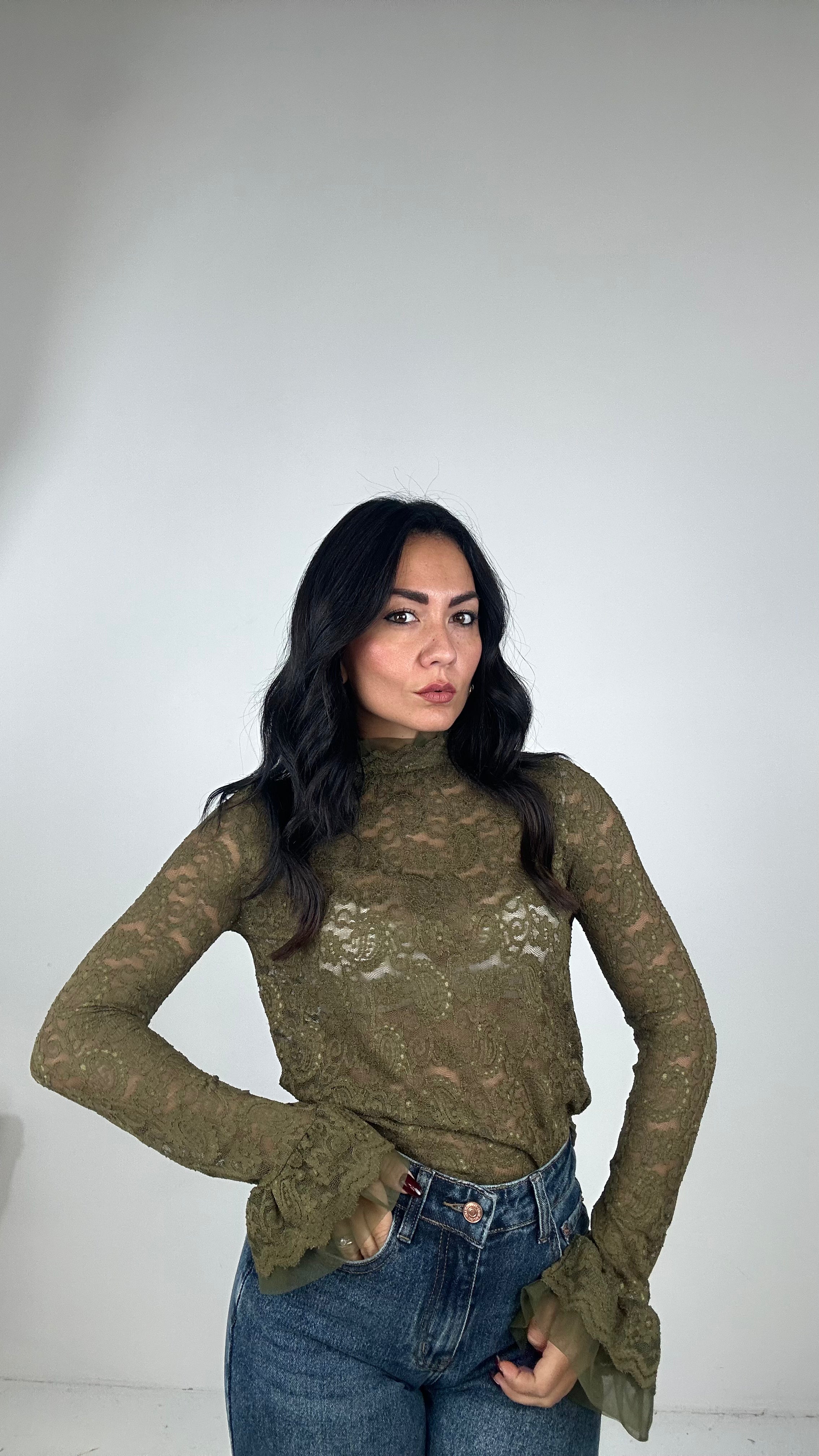 Blusa PIZZO MANICA LARGA - VERDE