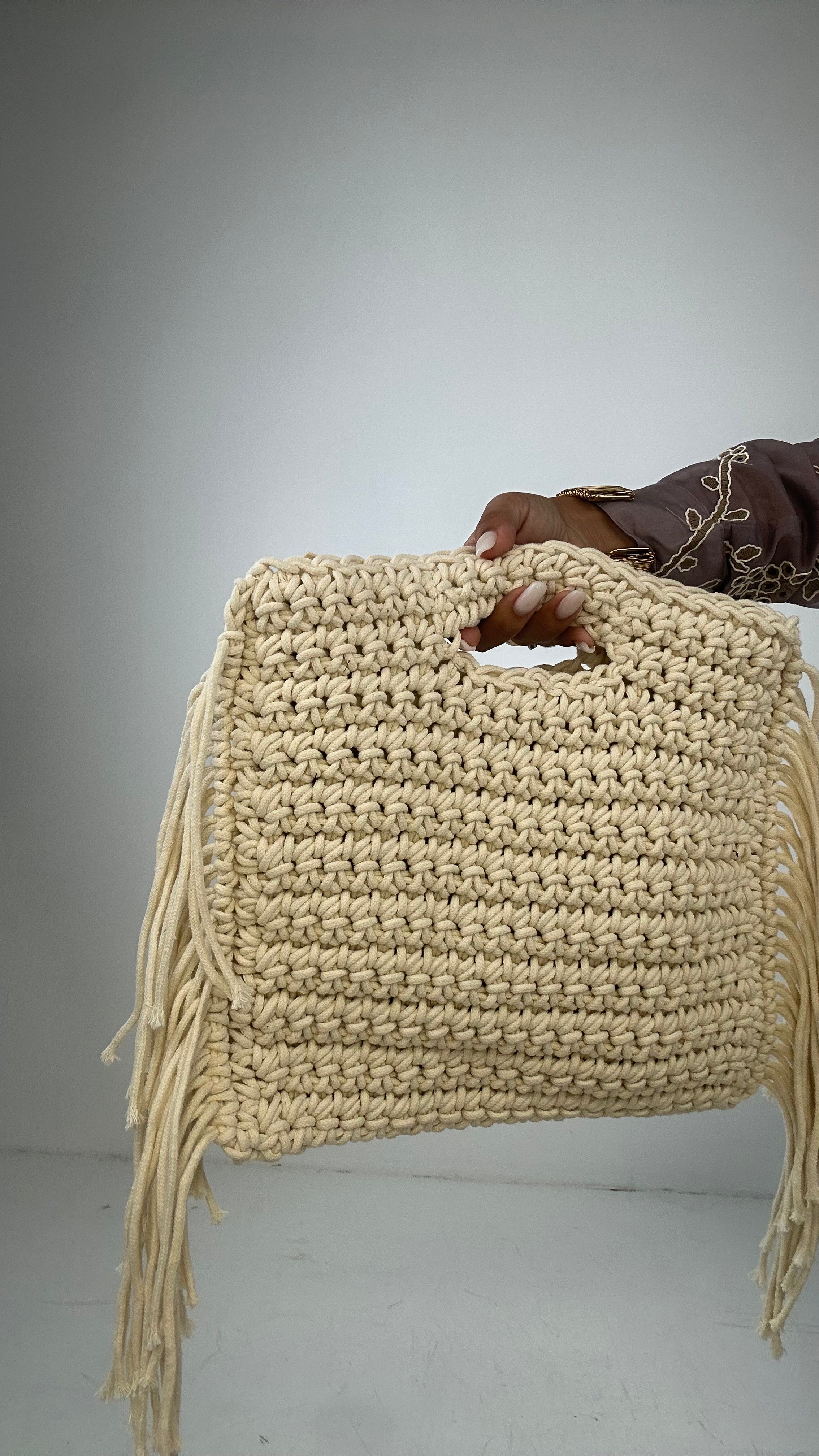 Borsa MAGLIA FRANGE - PANNA
