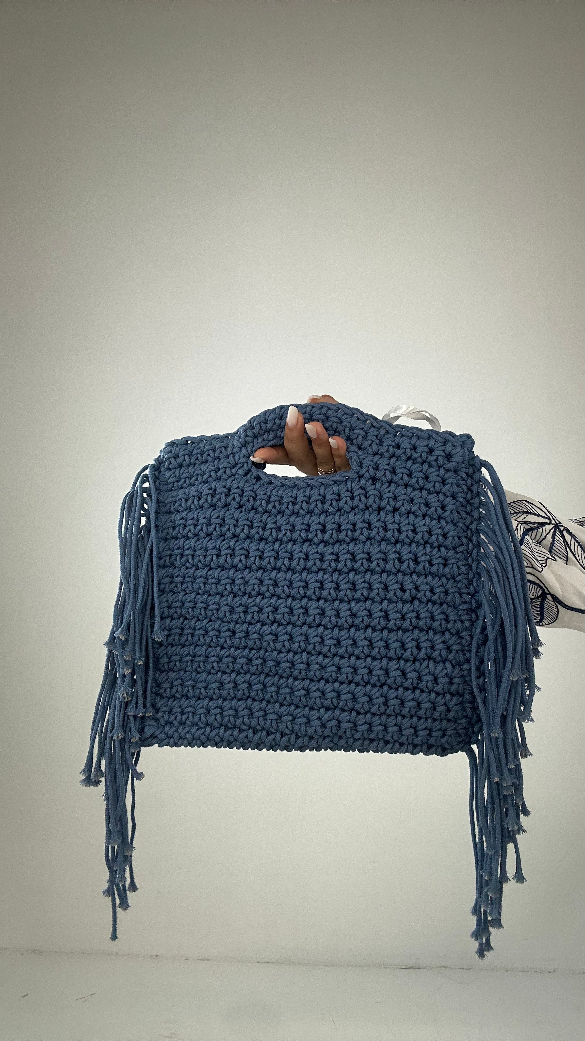 Borsa MAGLIA FRANGE - AZZURRO