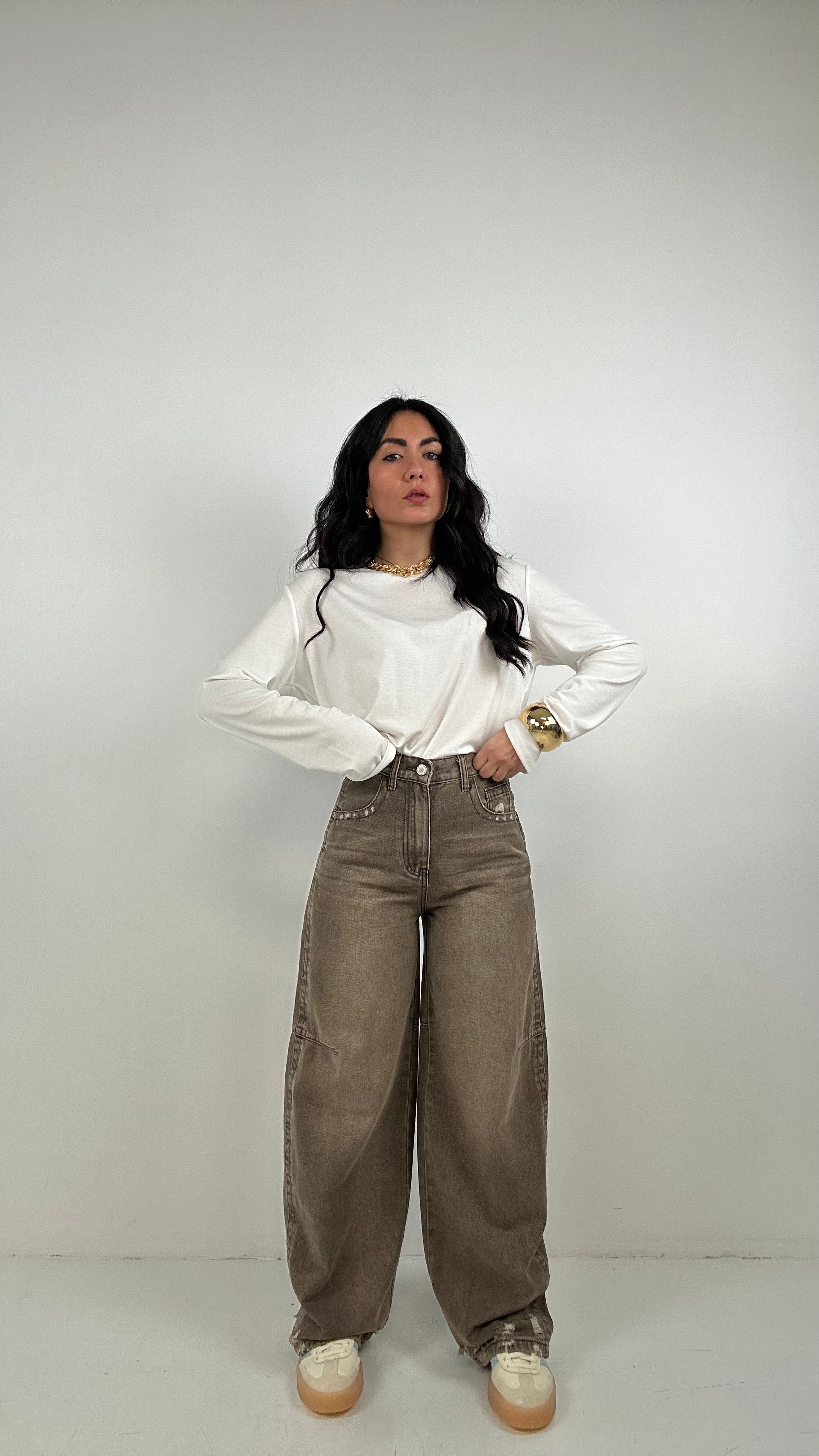 Jeans BAGGY STRAPP - MARRONE