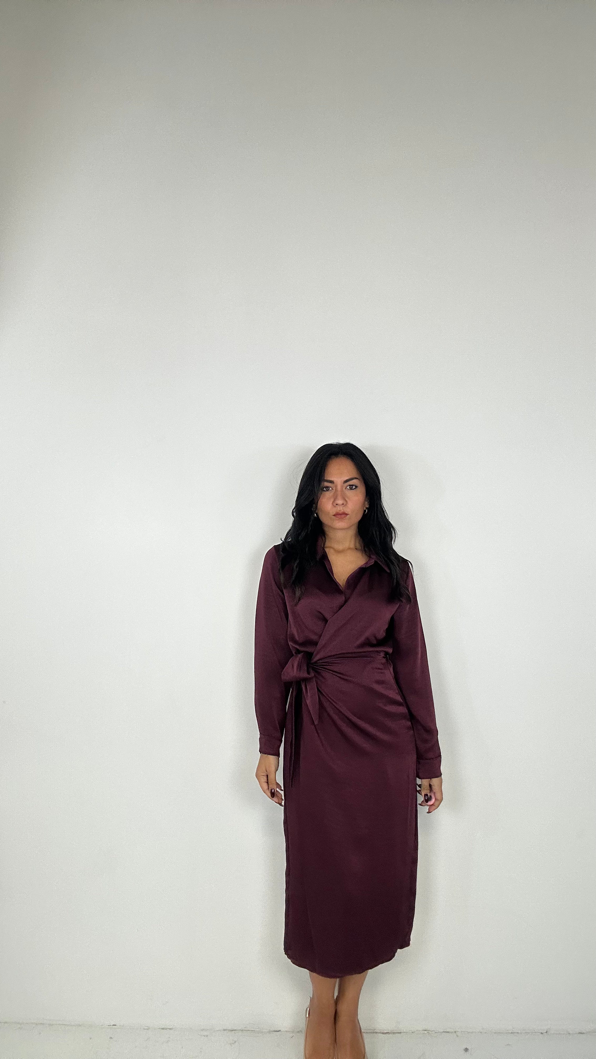 Abito SATIN PORTAFOGLIO - BORDEAUX