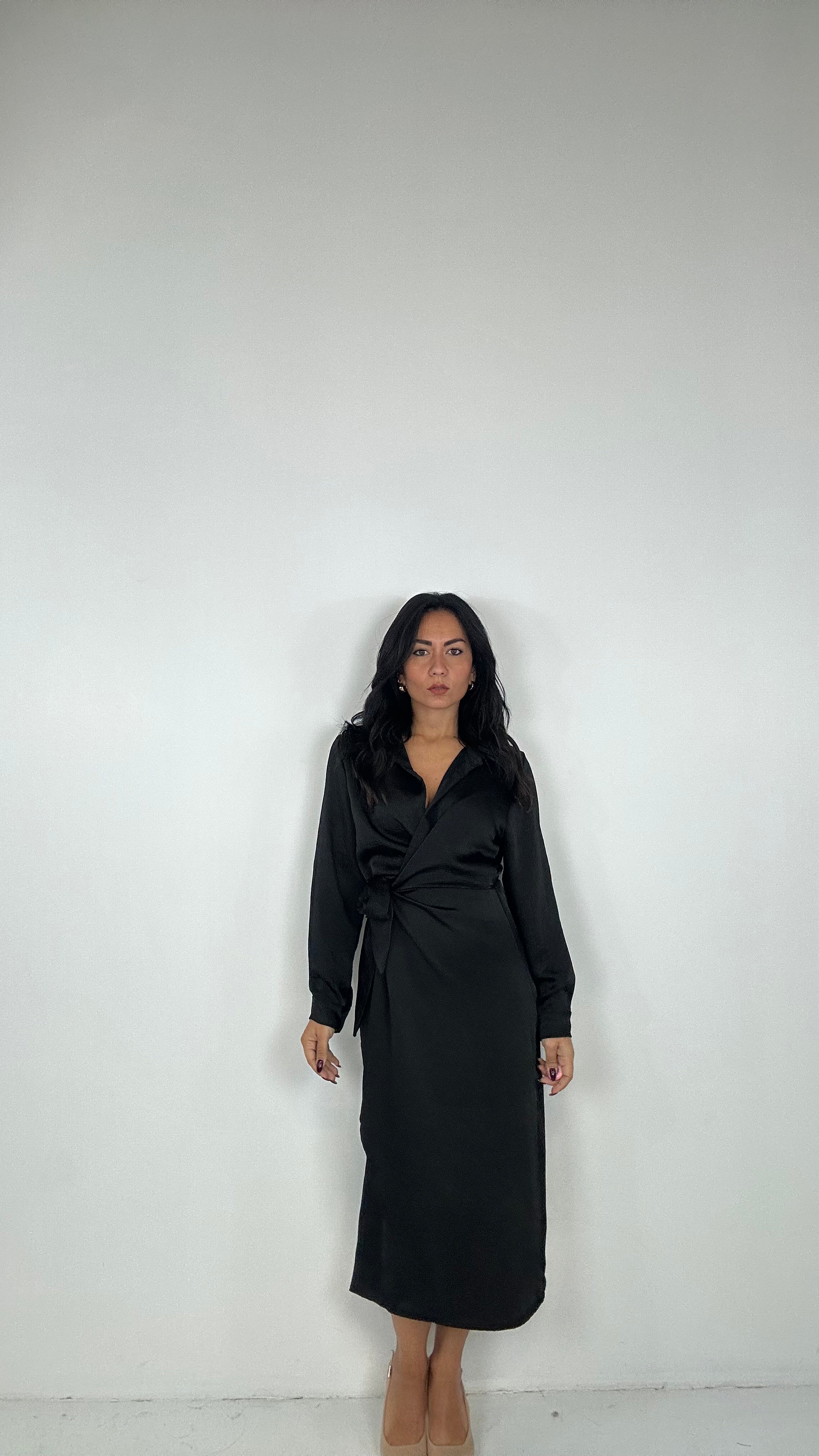 Abito SATIN PORTAFOGLIO - NERO