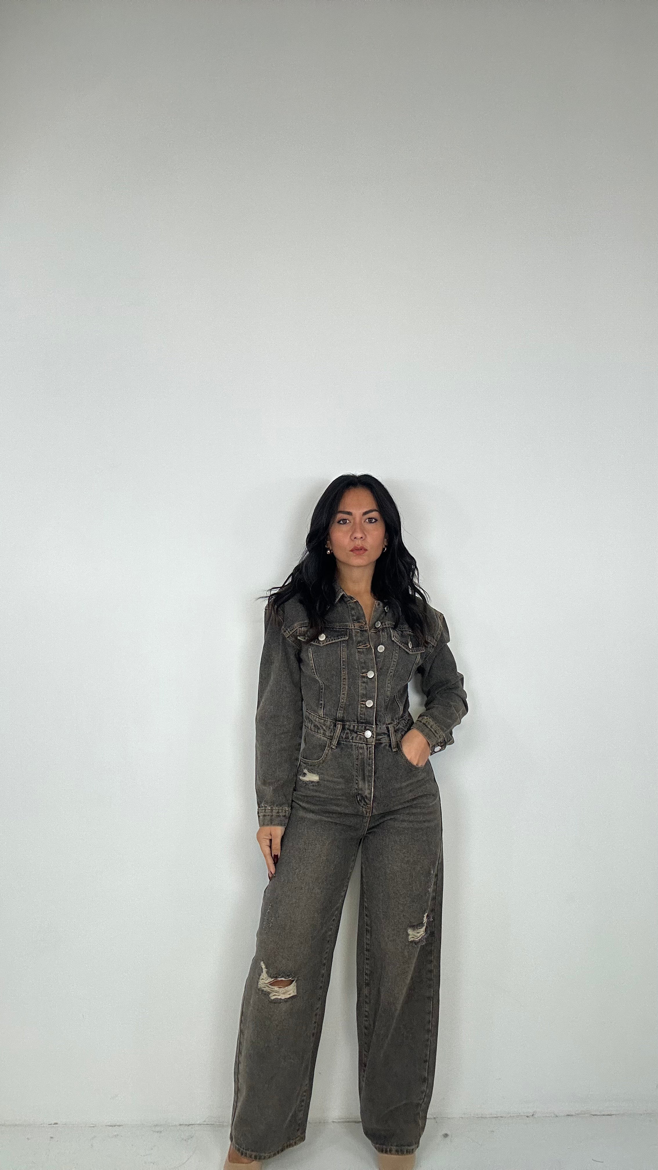 Tutone DENIM SLAVATO - MARRONE