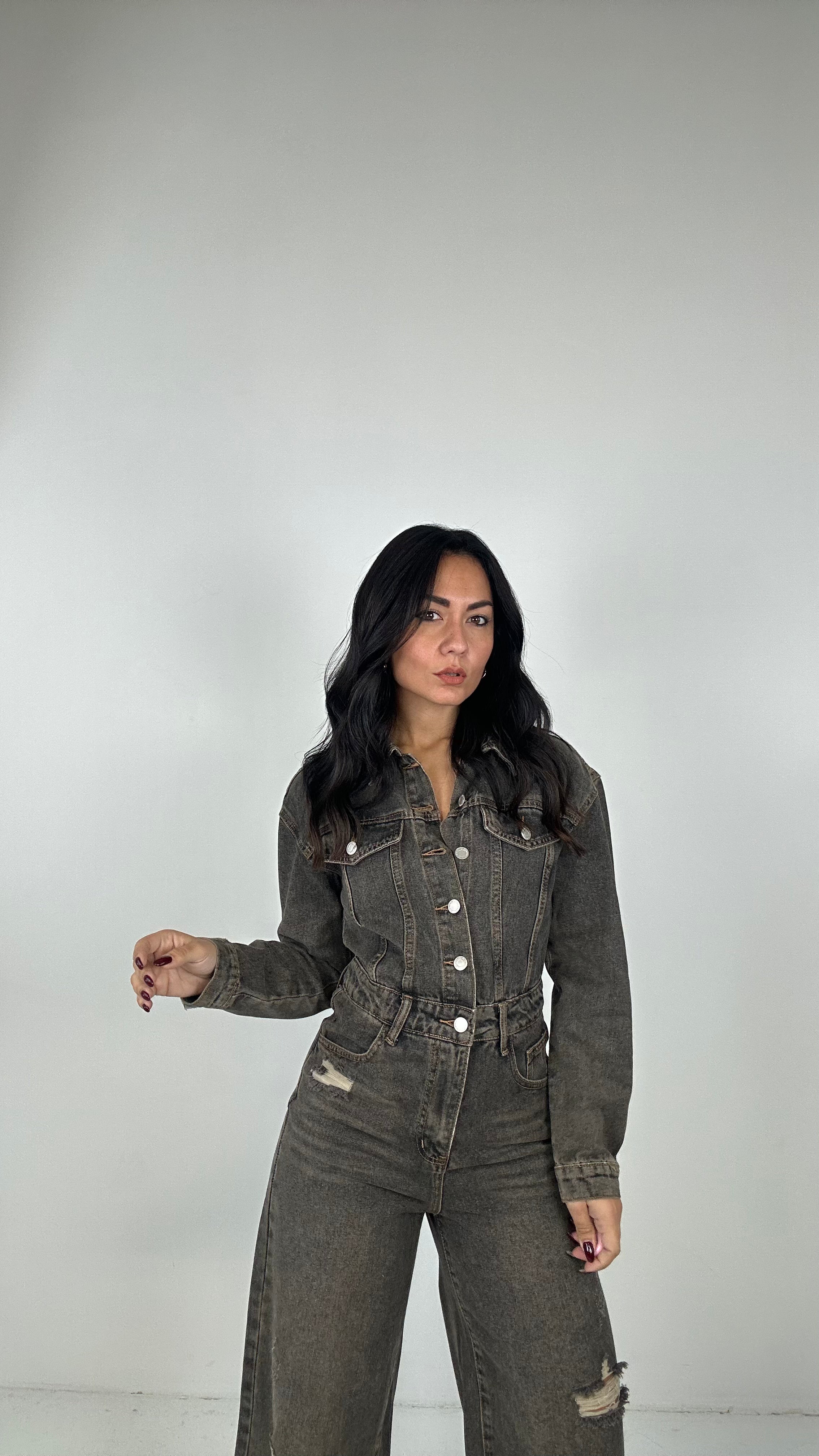 Tutone DENIM SLAVATO - MARRONE