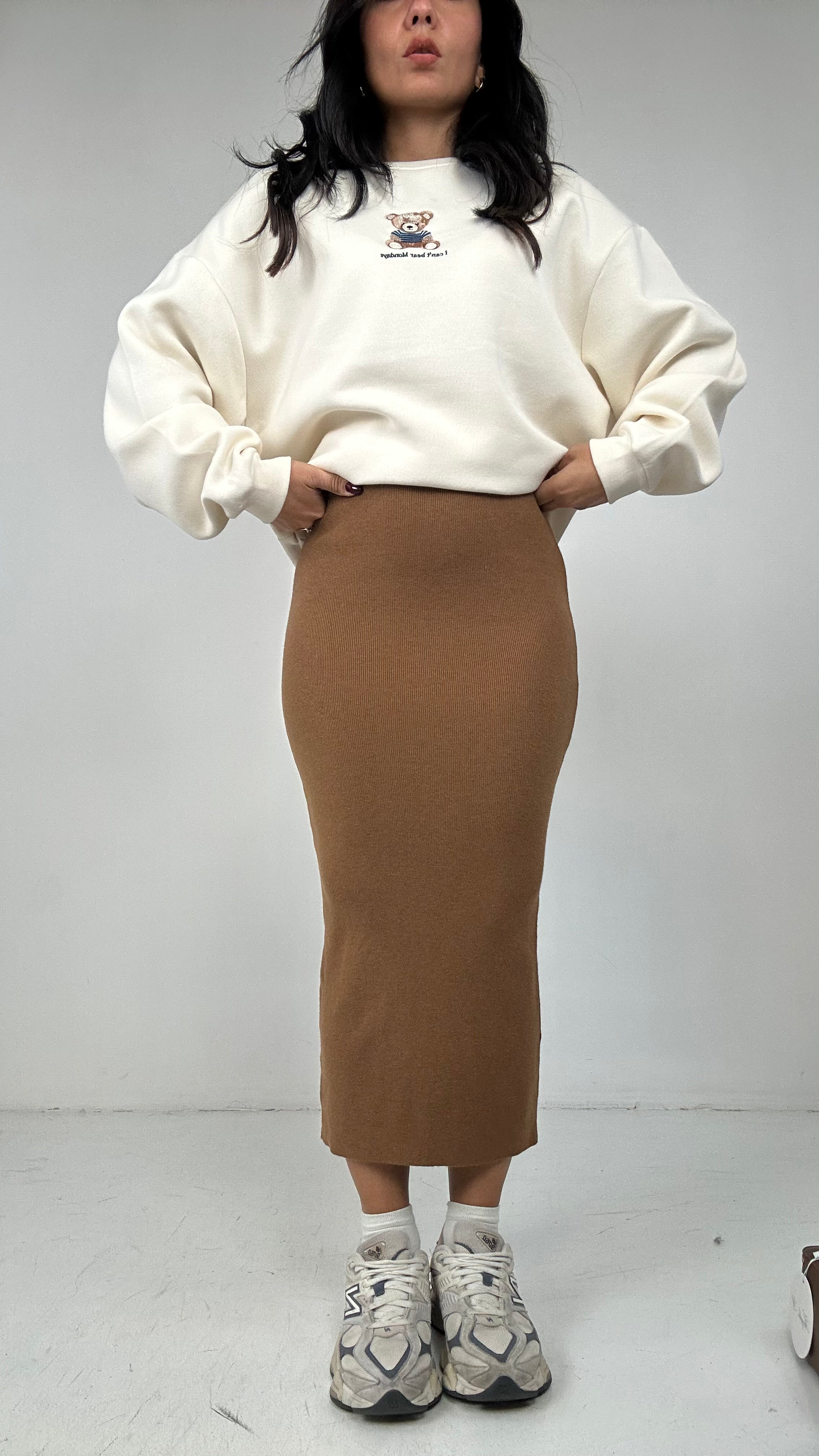 Gonna TUBINO MAGLIA - CAMMELLO