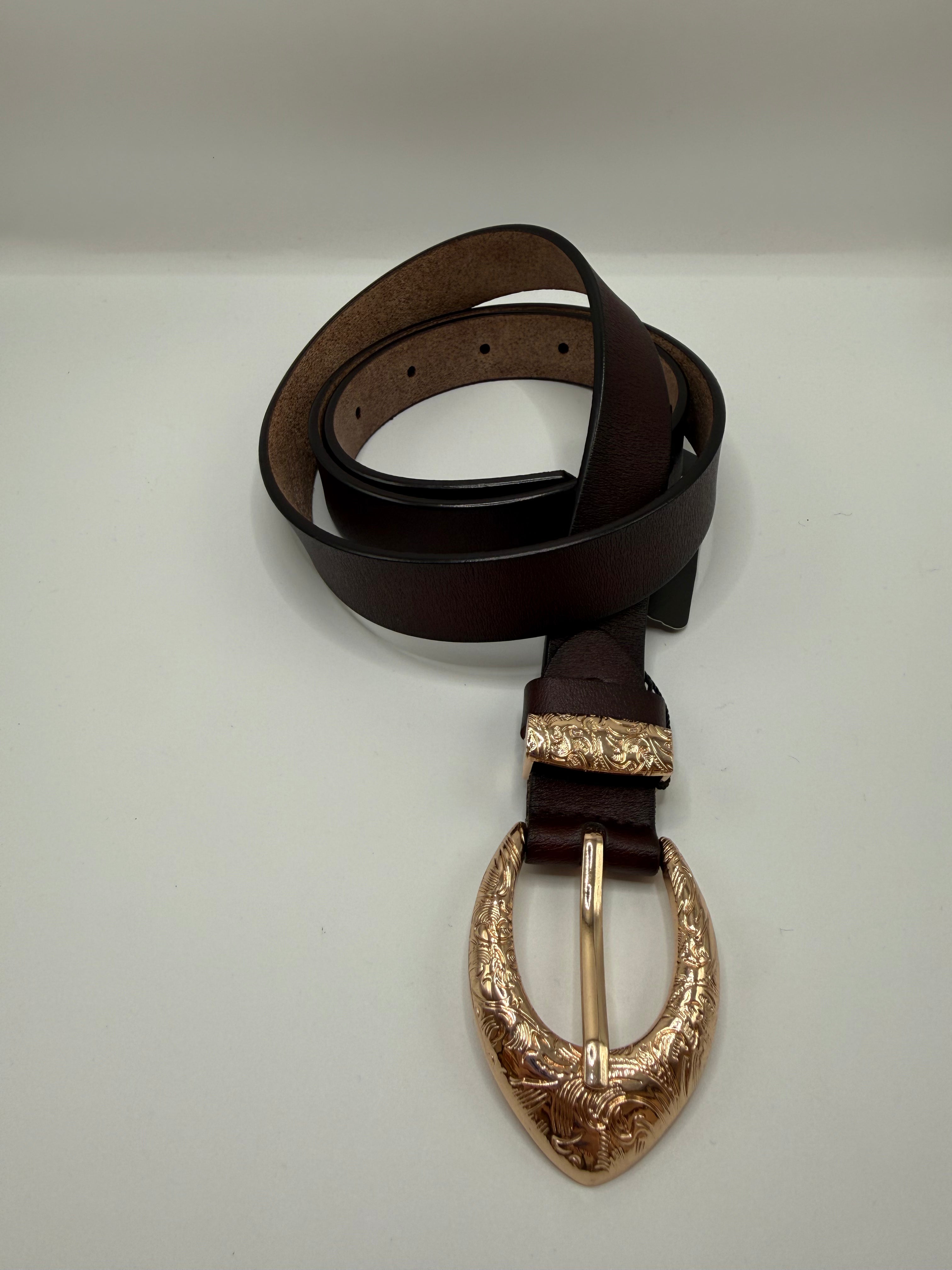 Cintura VERA PELLE V - MARRONE