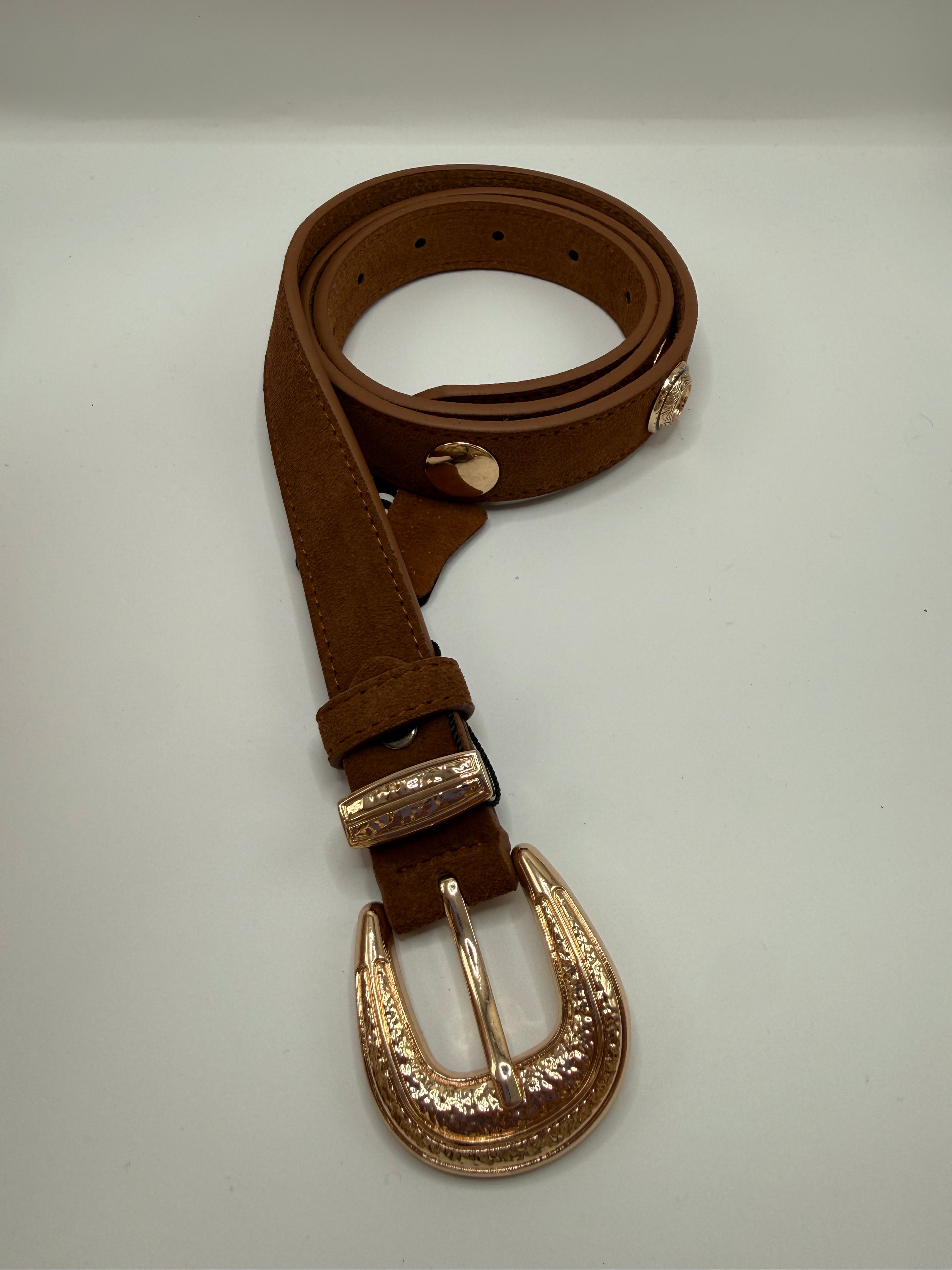 Cintura B CAMOSCIO VERA PELLE - CAMMELLO