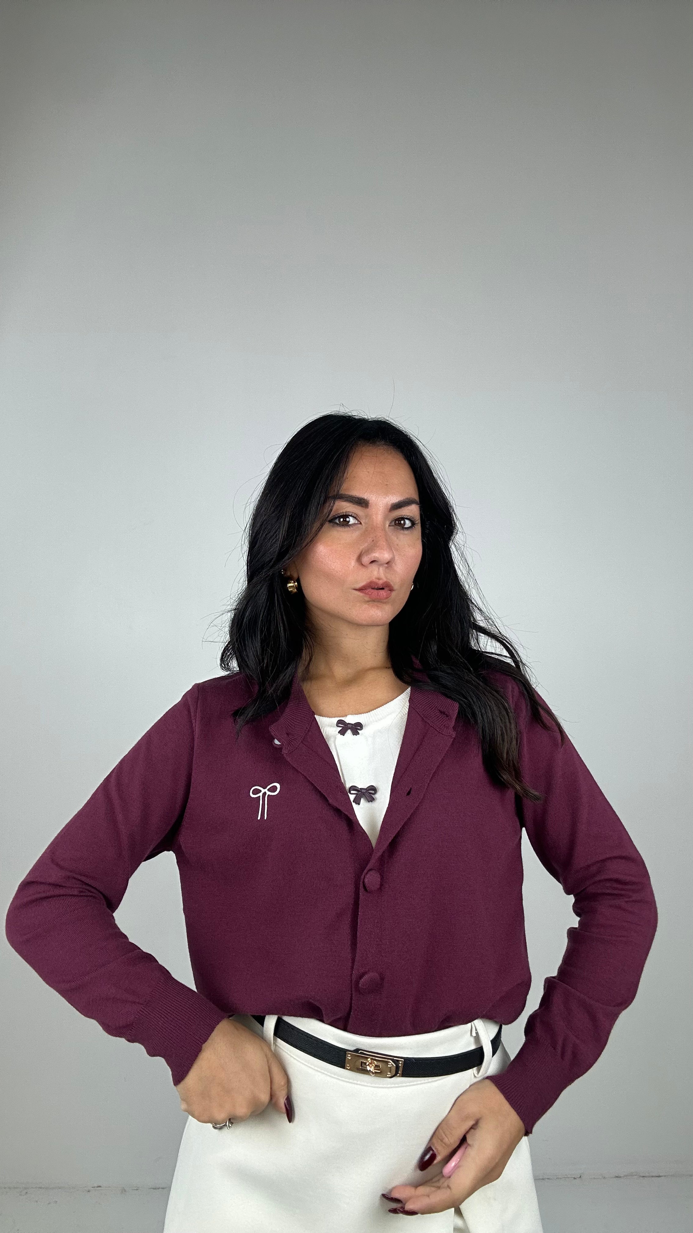 Pull DOPPIO CARDIGAN - BORDEAUX