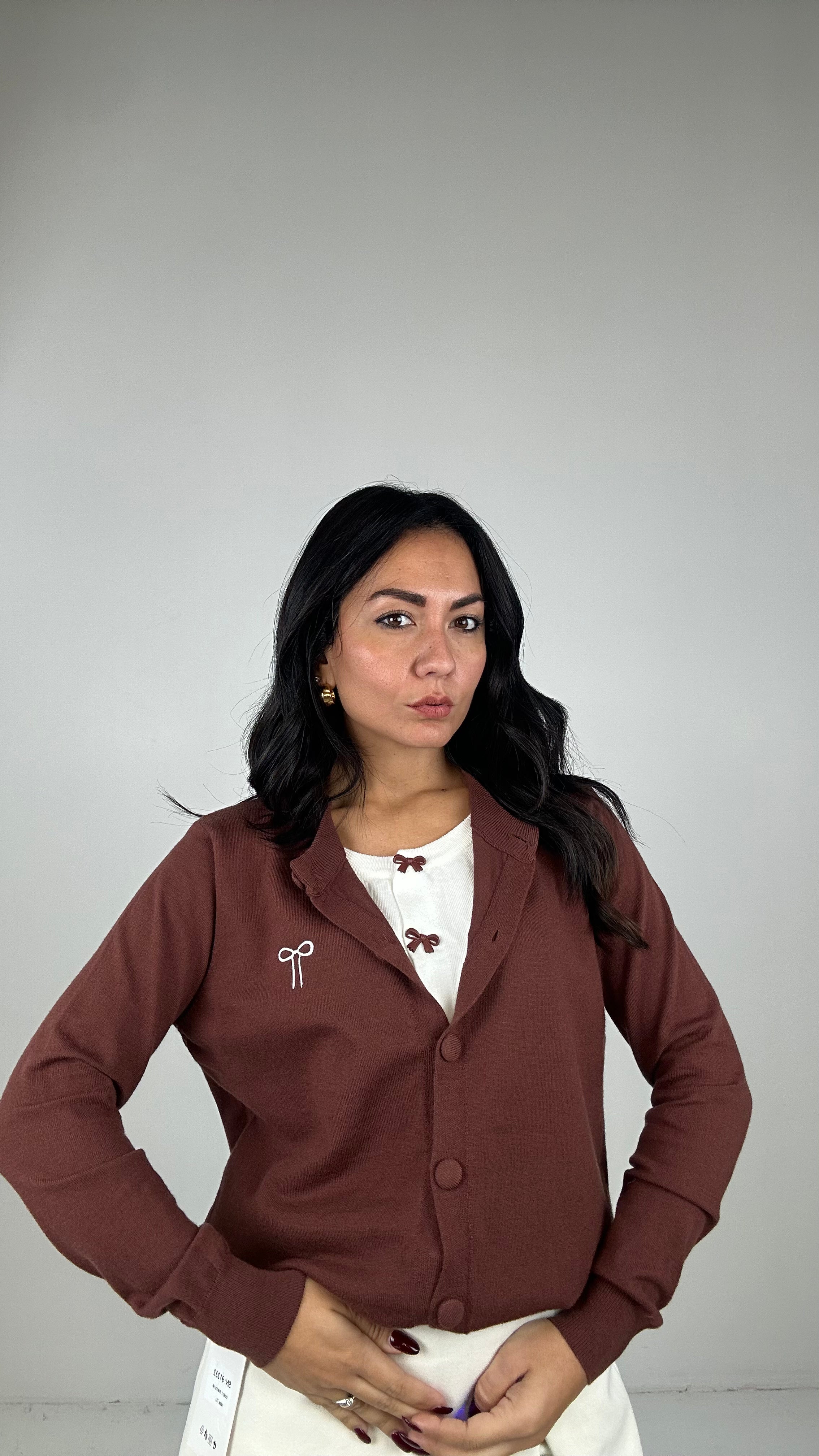 Pull DOPPIO CARDIGAN - MARRONE