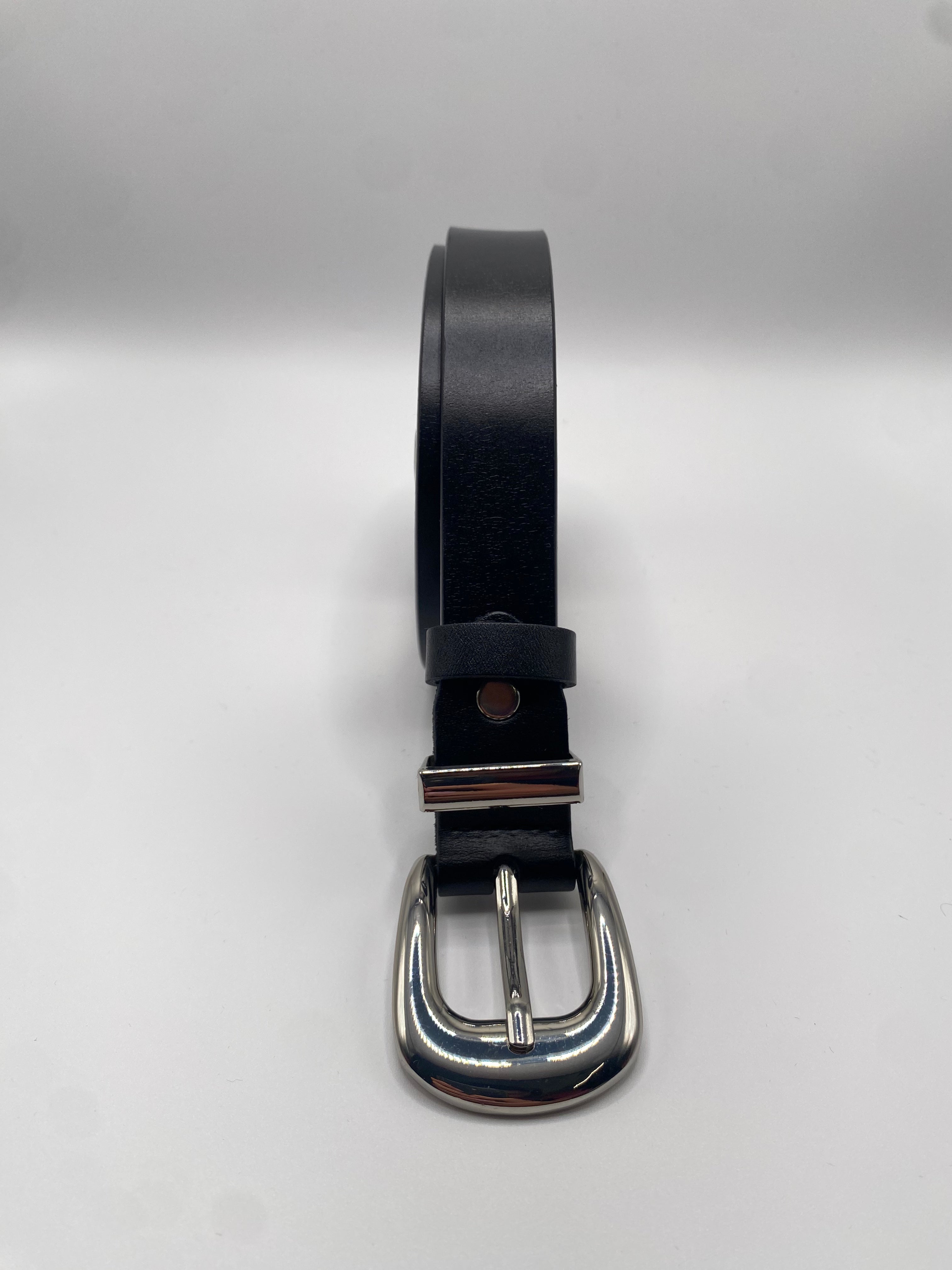 Cintura TONDA VERA PELLE - NERO ARGENTO