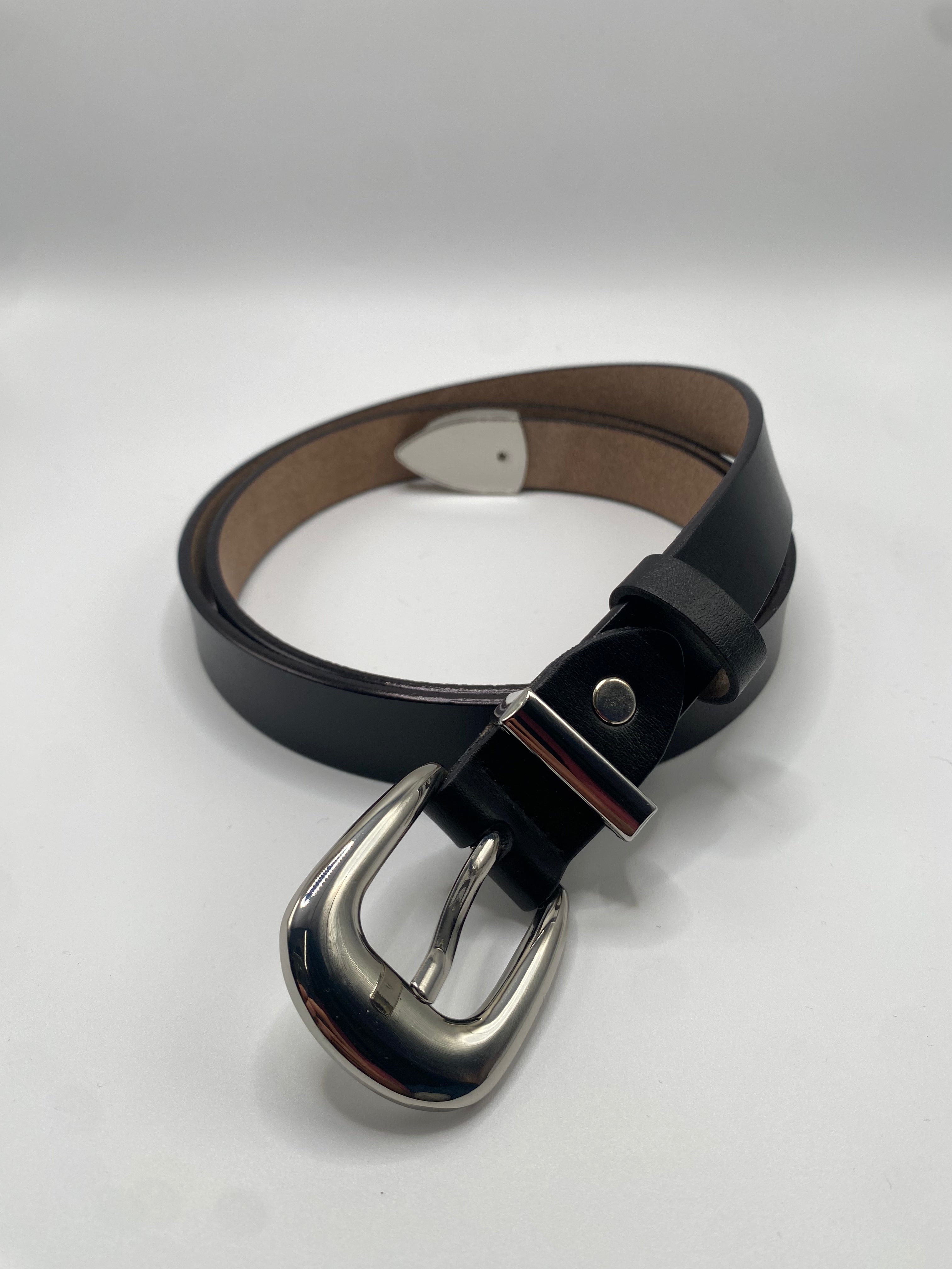 Cintura TONDA VERA PELLE - NERO ARGENTO