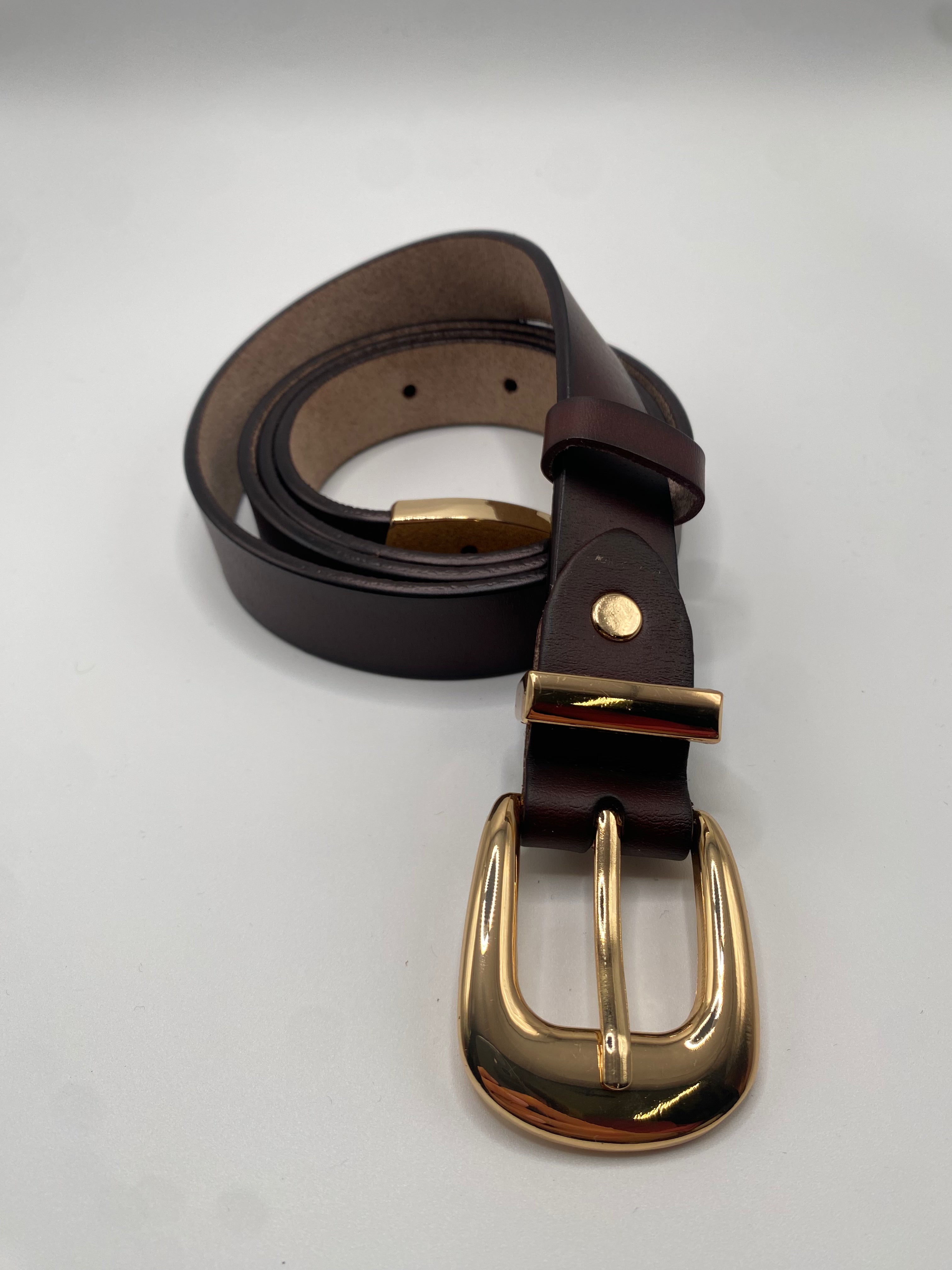 Cintura TONDA VERA PELLE - MARRONE