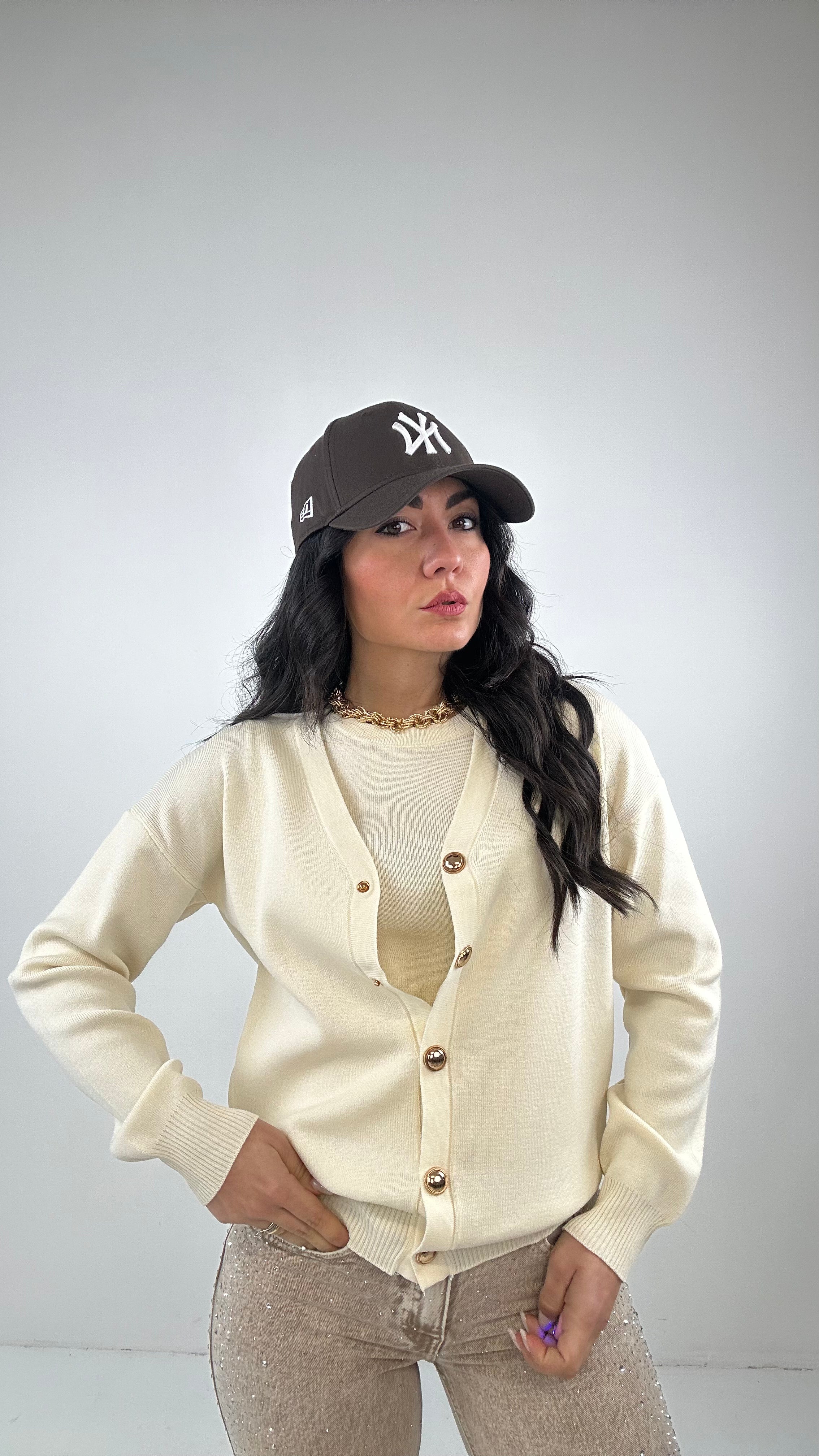 Twin-set BOTTONI ORO - PANNA