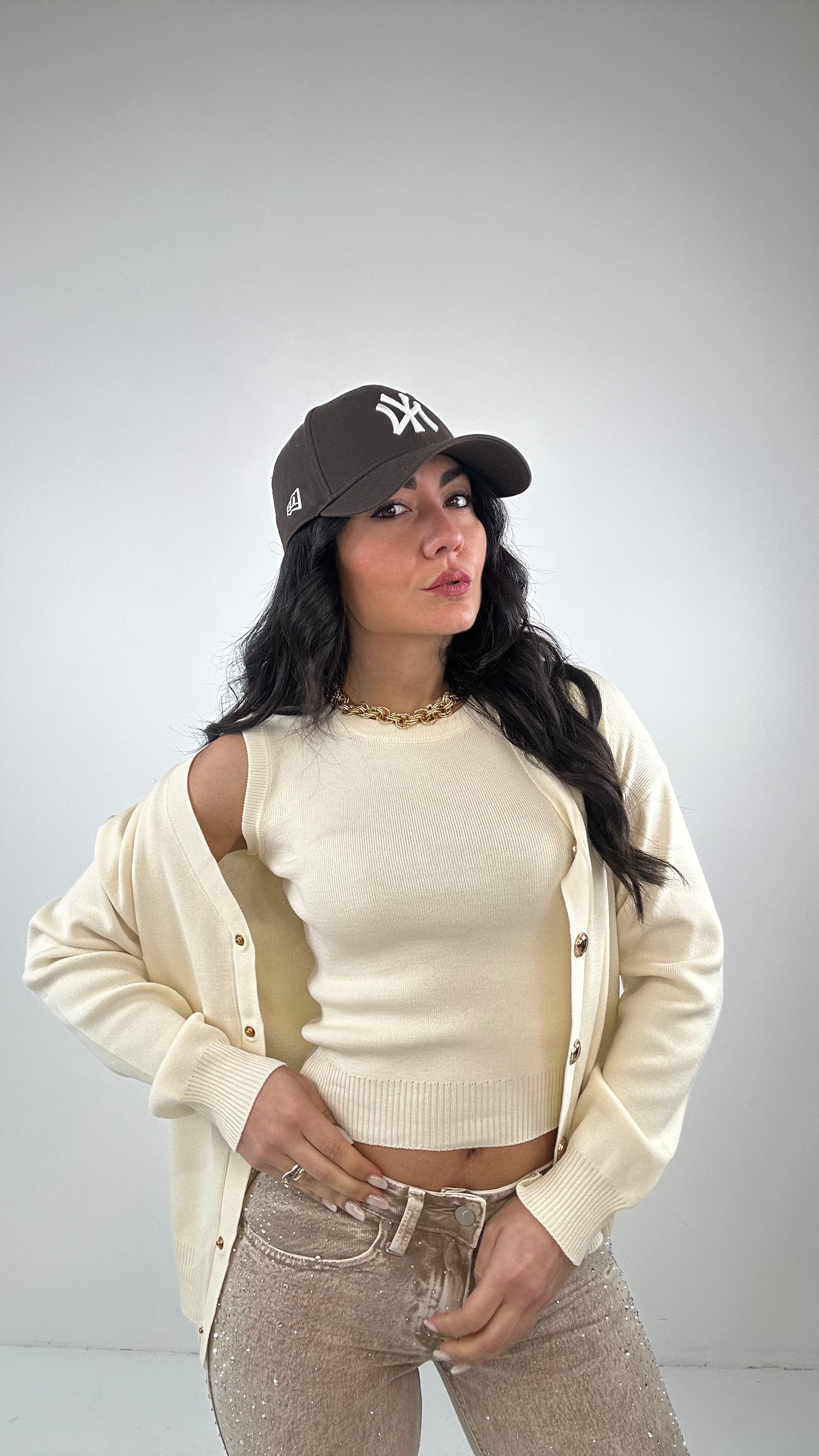 Twin-set BOTTONI ORO - PANNA