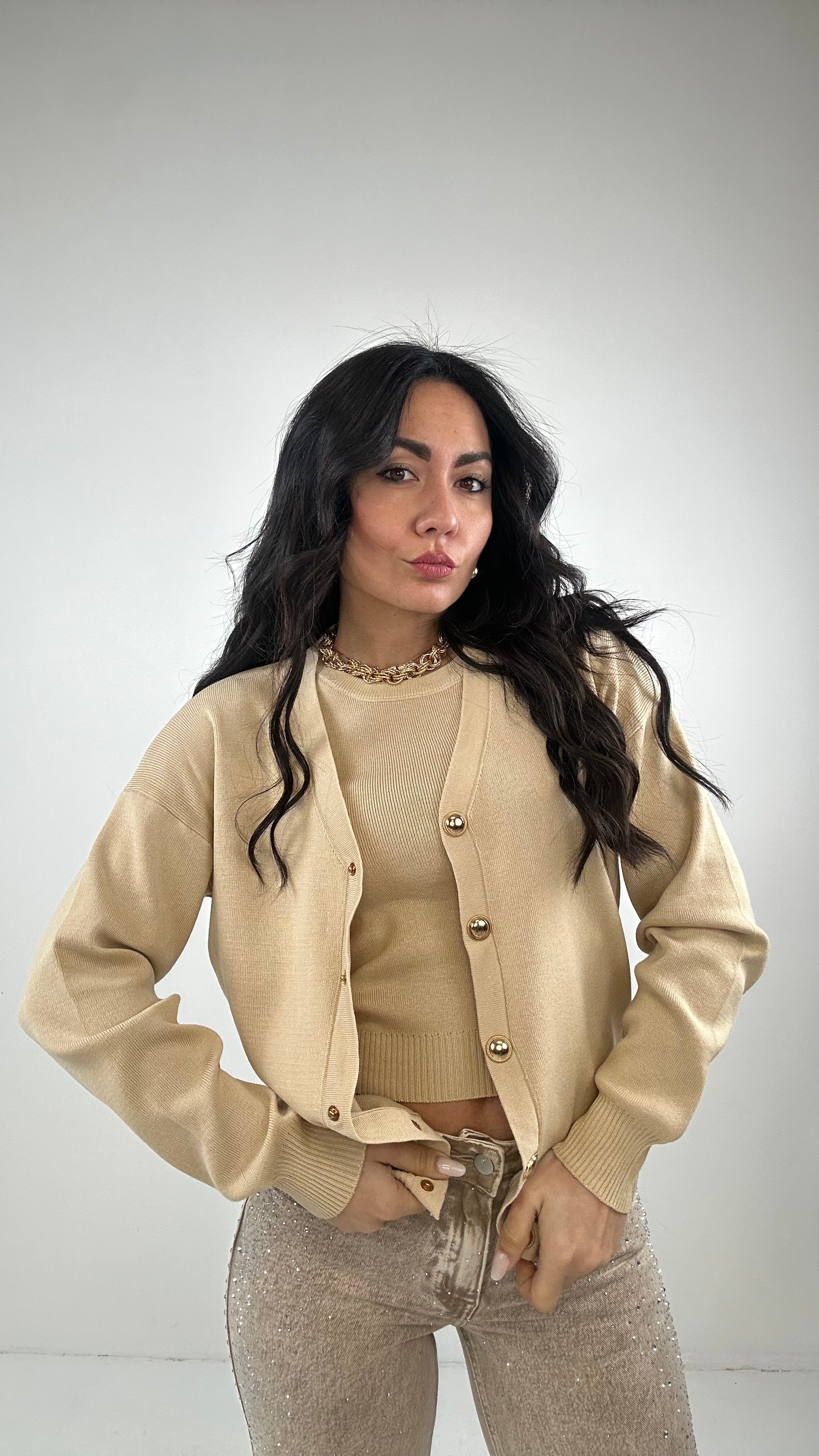 Twin-set BOTTONI ORO - BEIGE