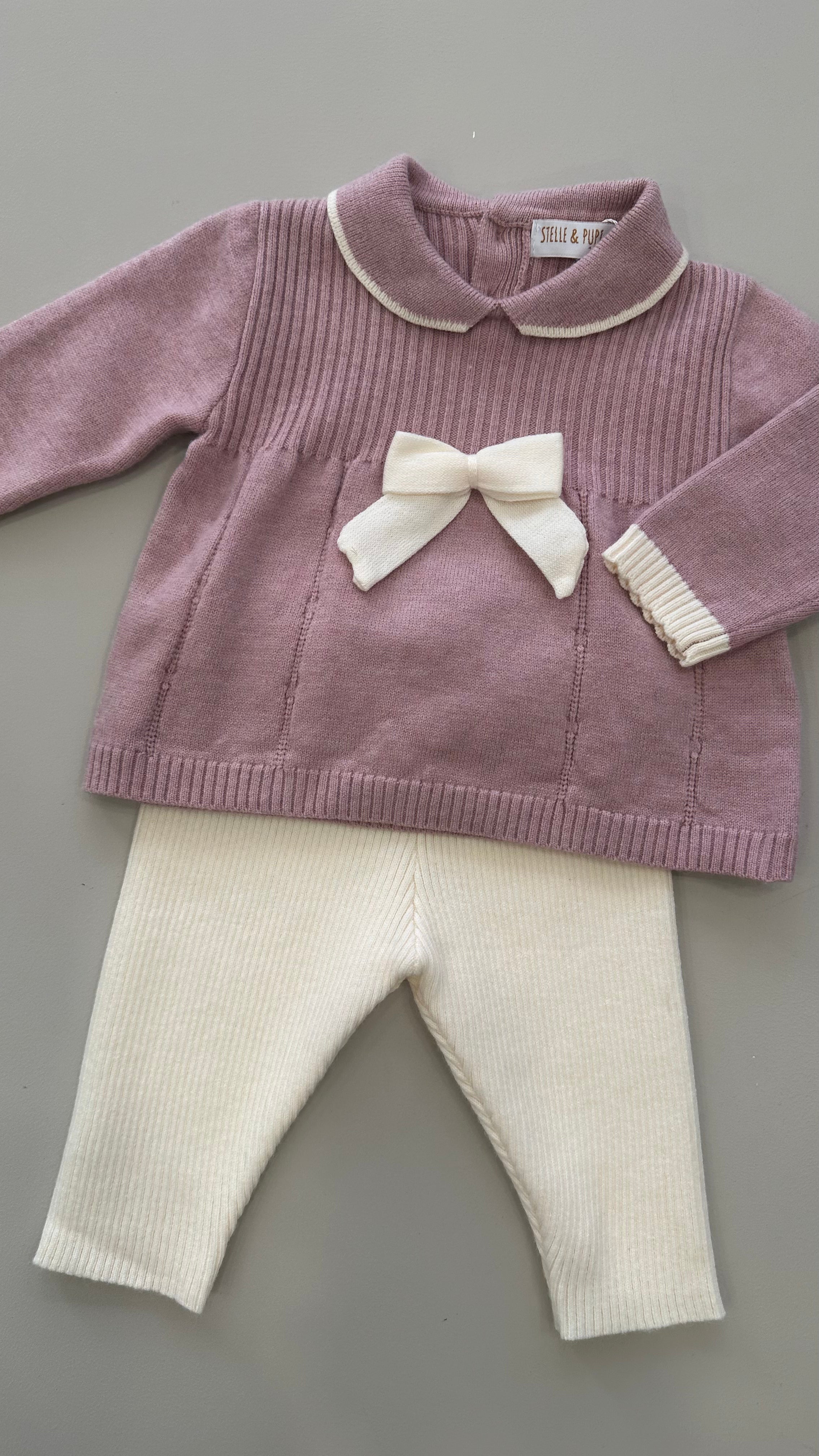 Completo IN MAGLIA FIOCCO 1-12M - ROSA