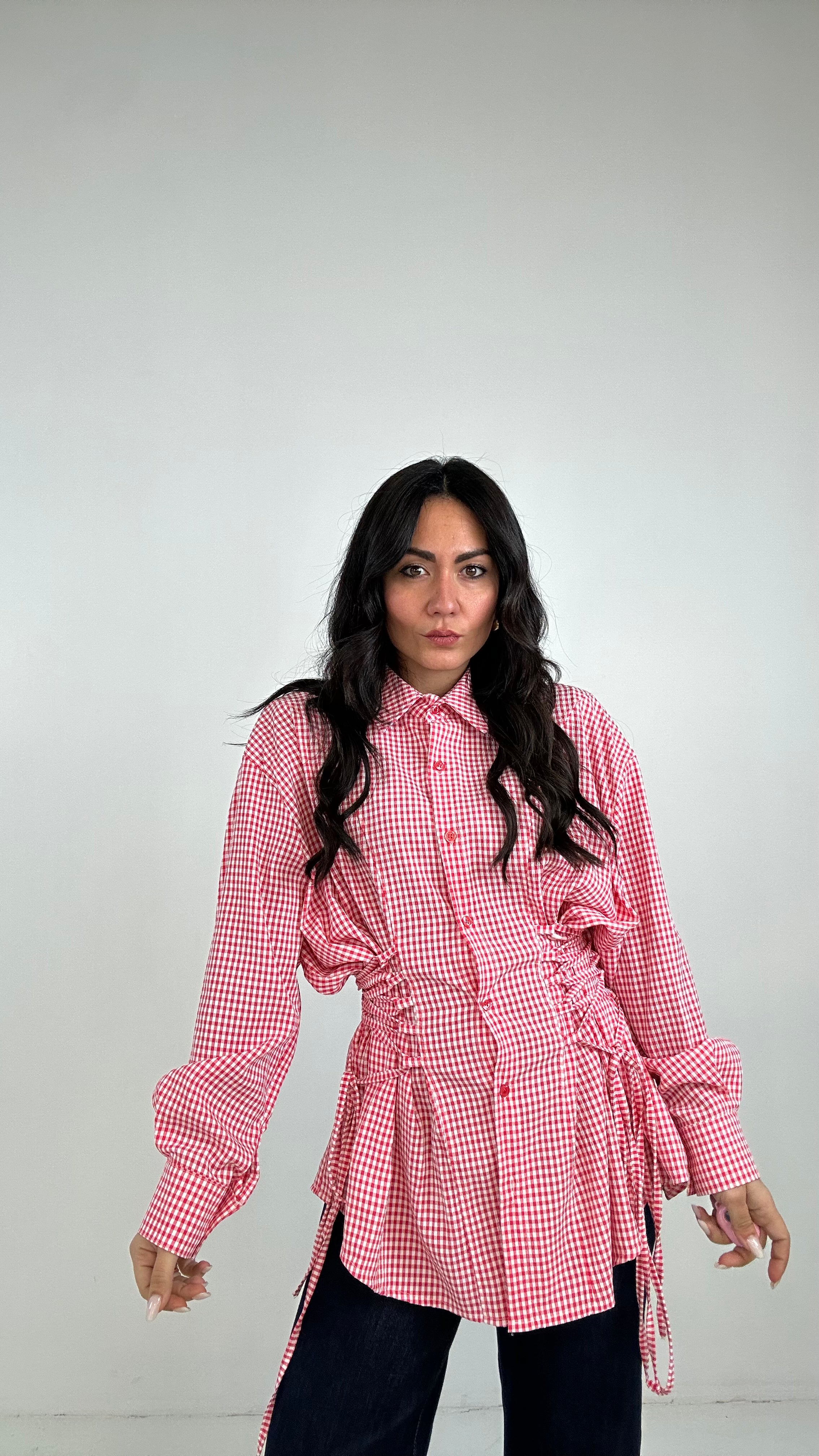 Camicia QUADRETTI E LACCI - ROSSO