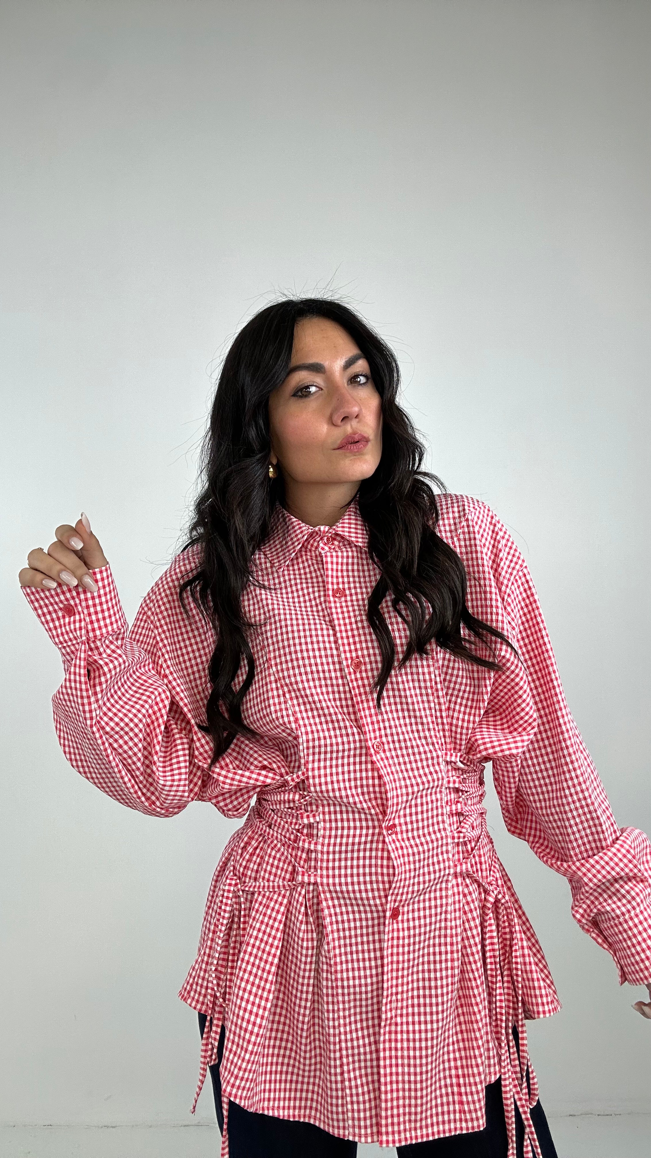 Camicia QUADRETTI E LACCI - ROSSO