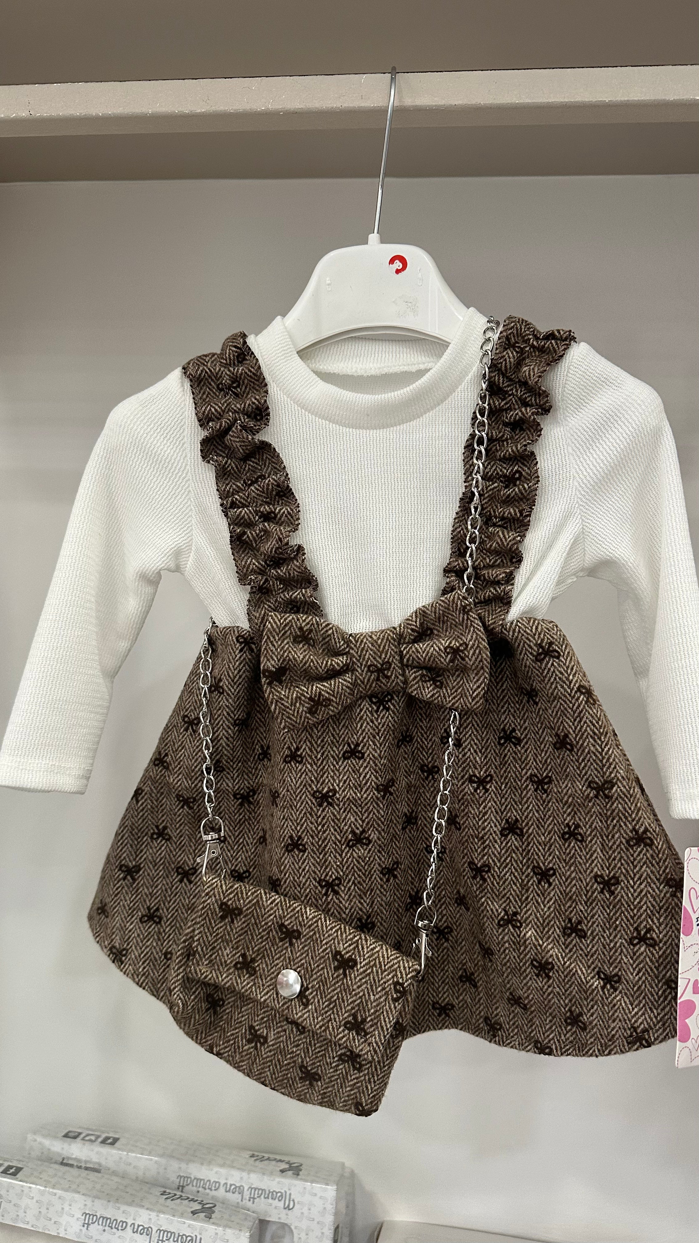 Vestitino FIOCCHETTI CON BORSETTA 6-36M - MARRONE