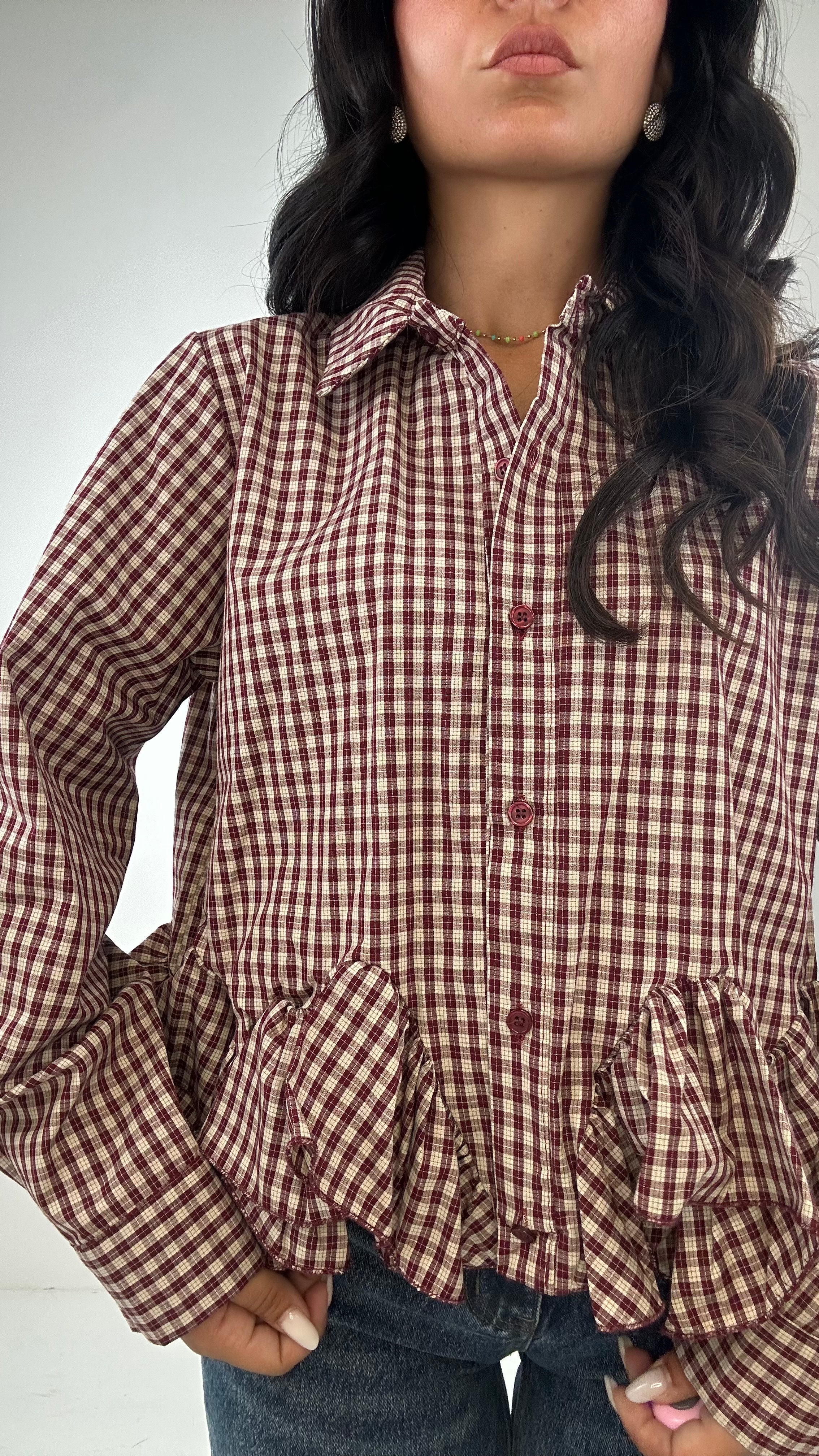 Camicia QUADRI E ROUGE - BORDEAUX