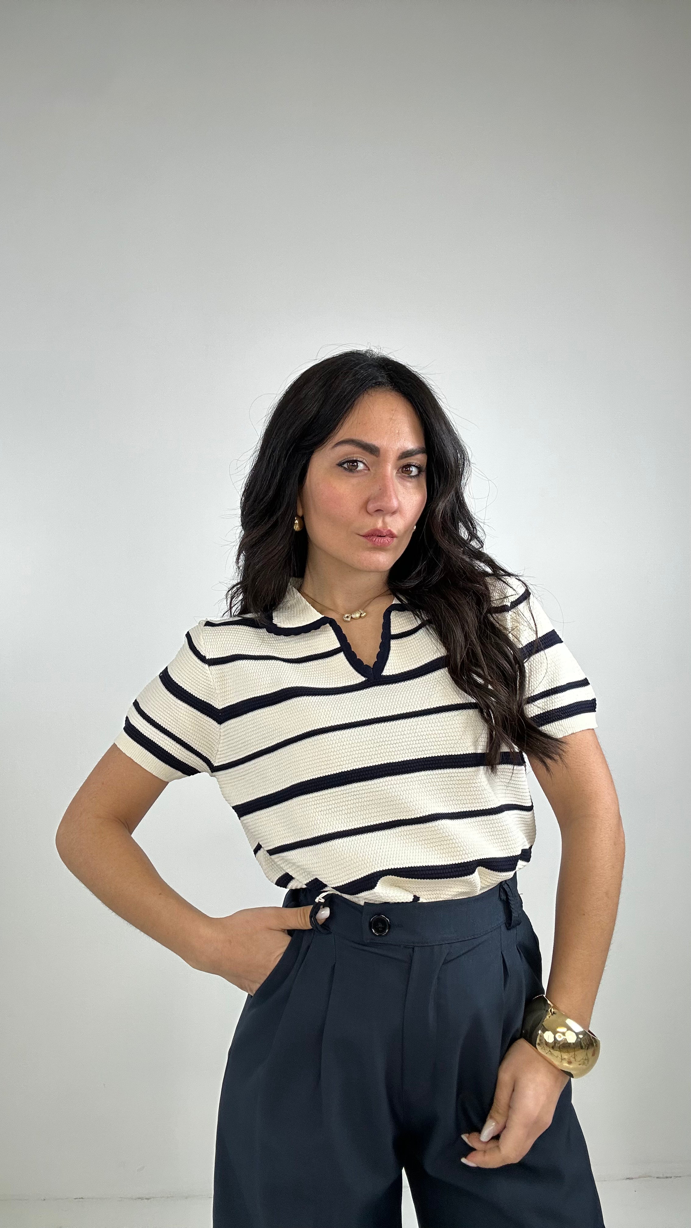 Polo A RIGHE STRETTE - BLU