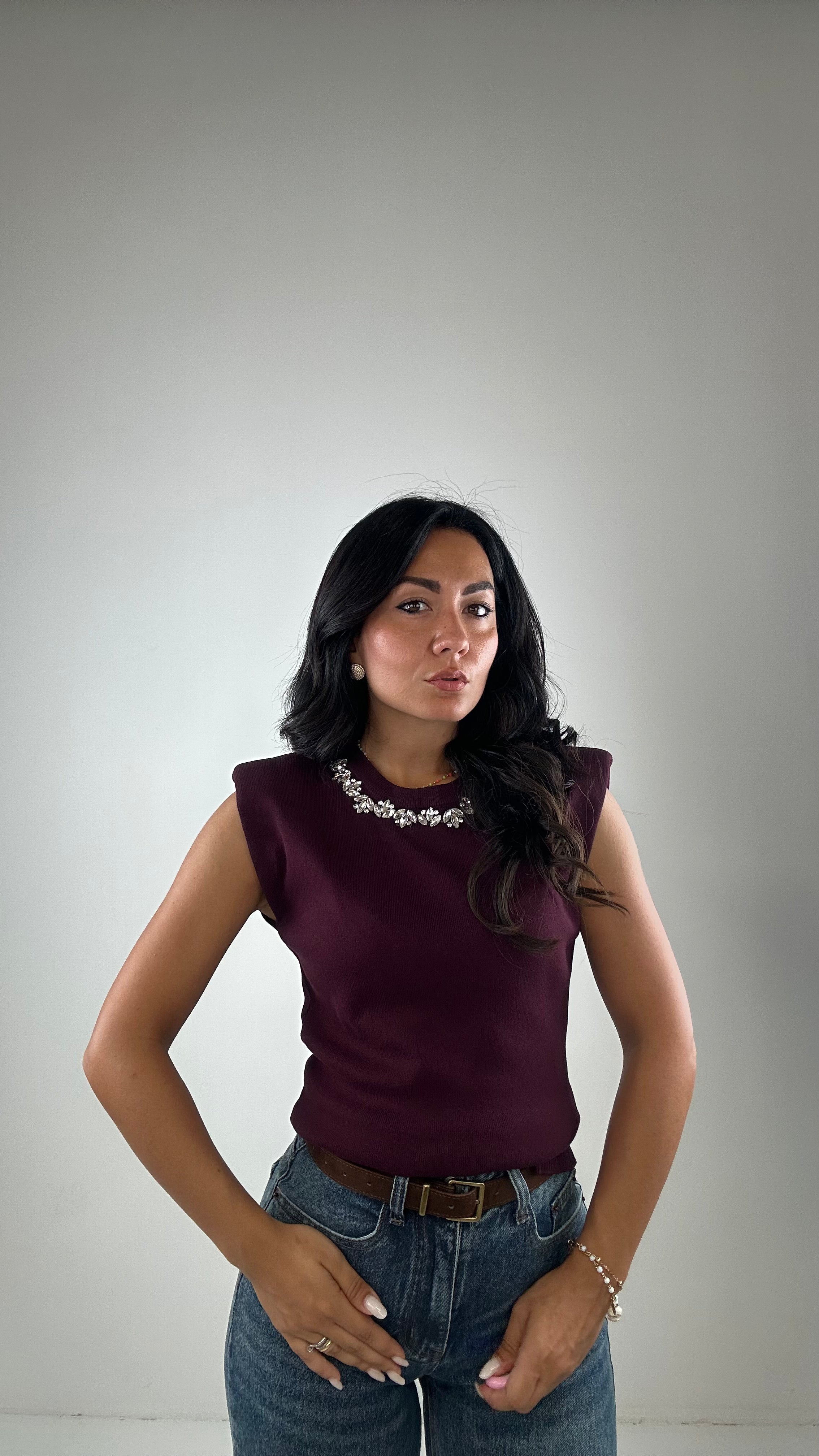 Maglia SPALLINA DIAMANTE - BORDEAUX