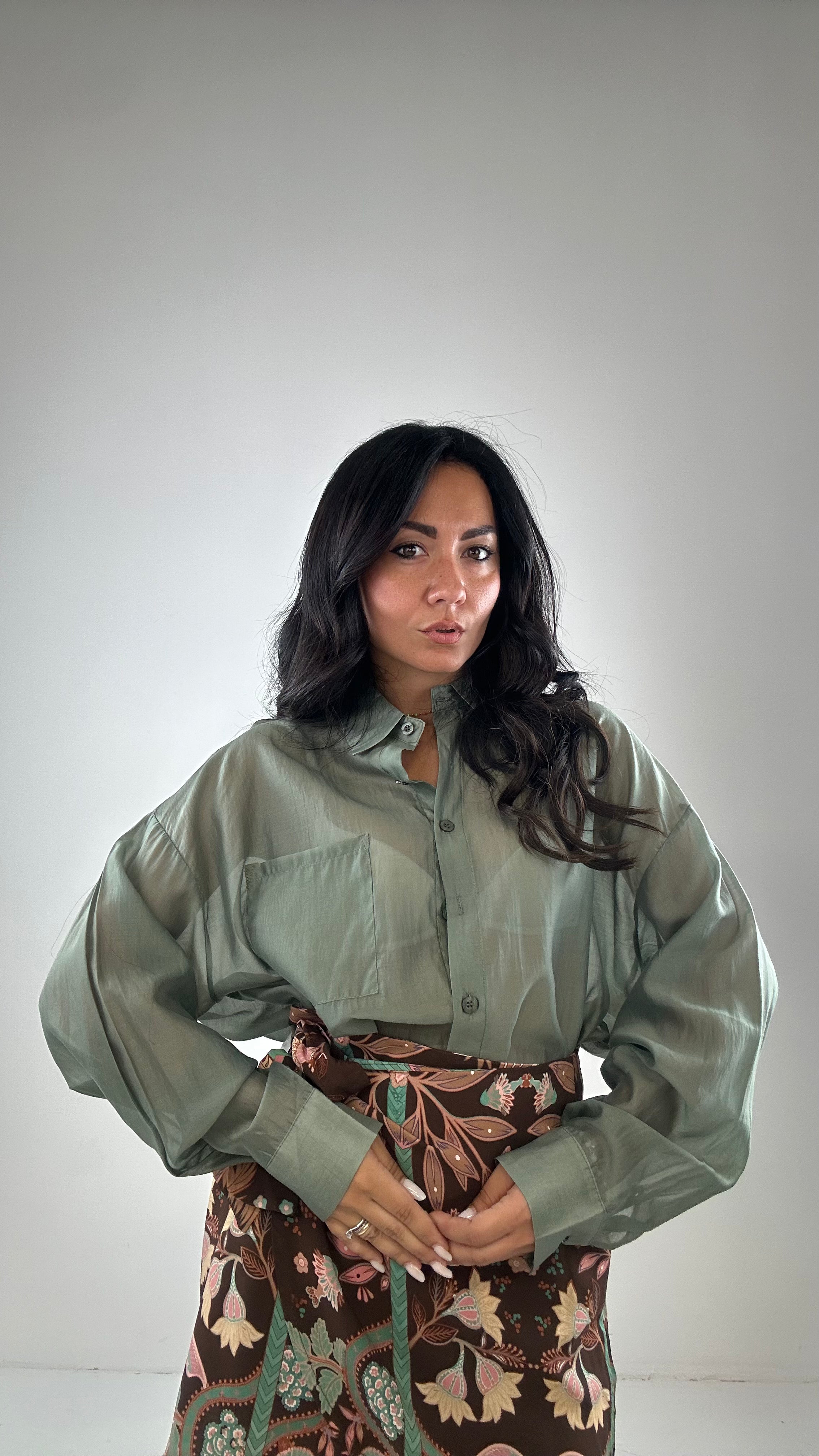 Camicia VELO BASIC - VERDE SALVIA