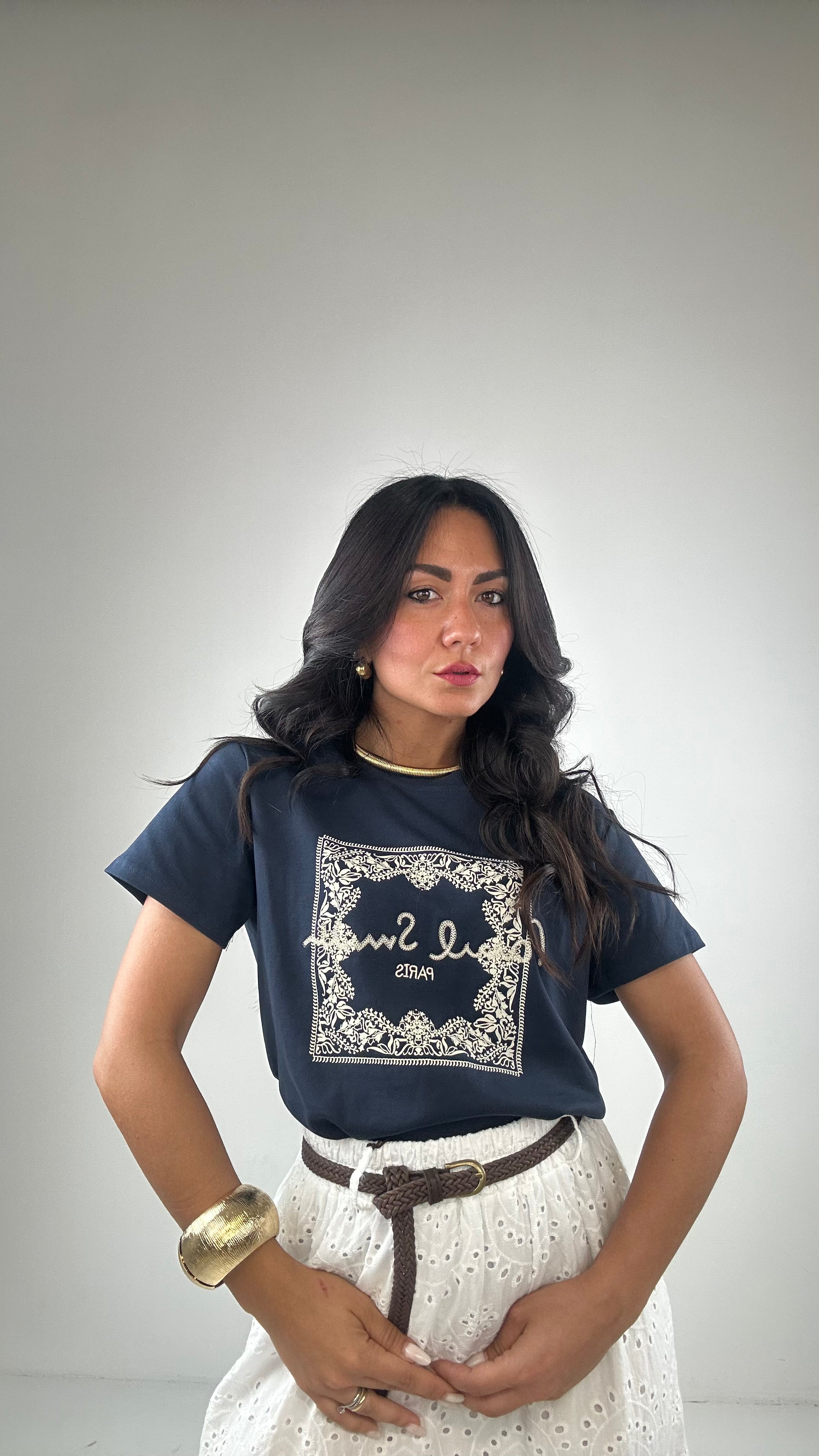 T-shirt RIQUADRO FOULARD - BLU
