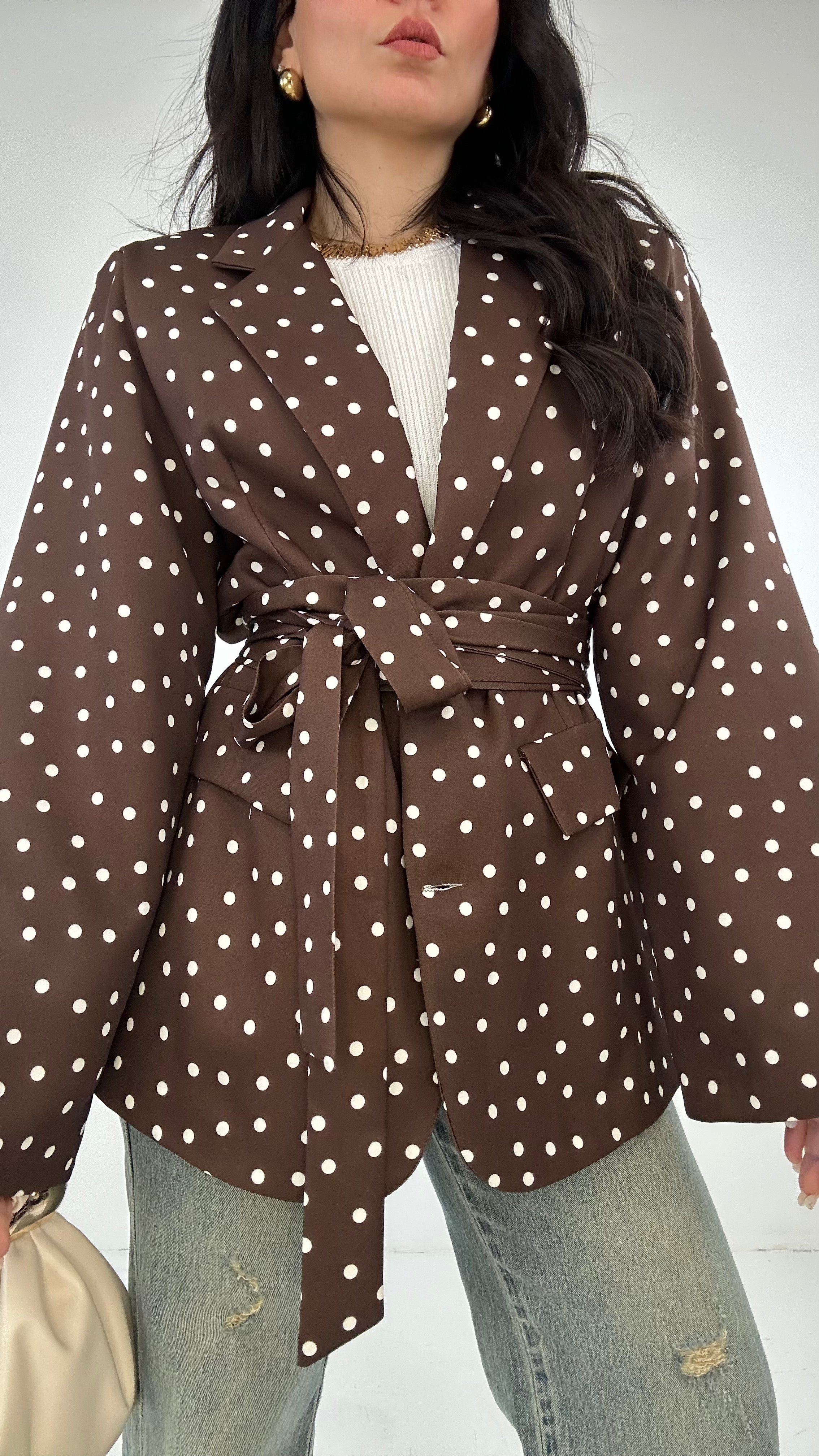 Giacca CINTURA POIS - MARRONE