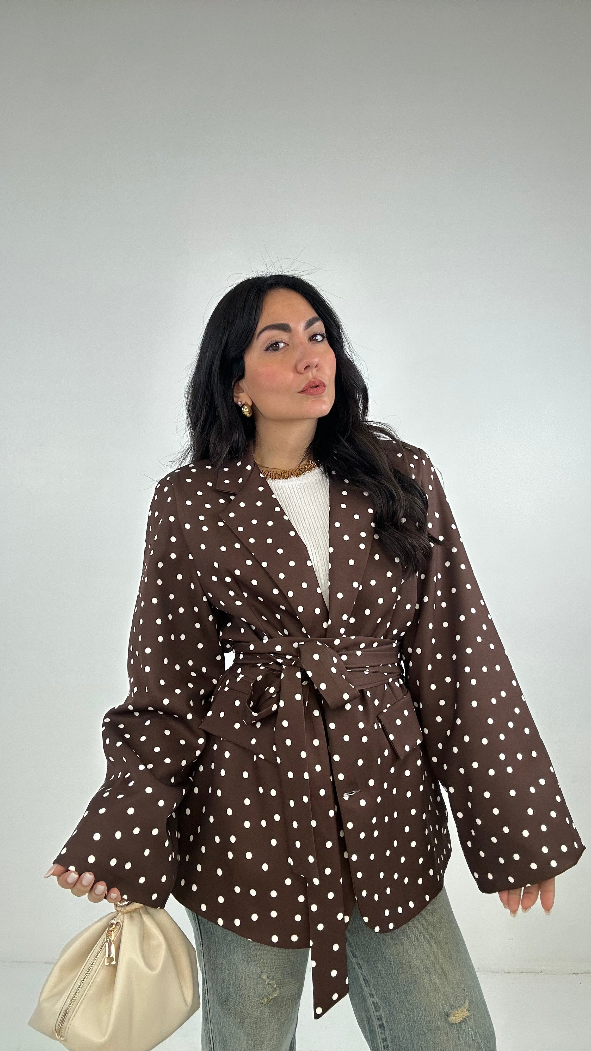 Giacca CINTURA POIS - MARRONE