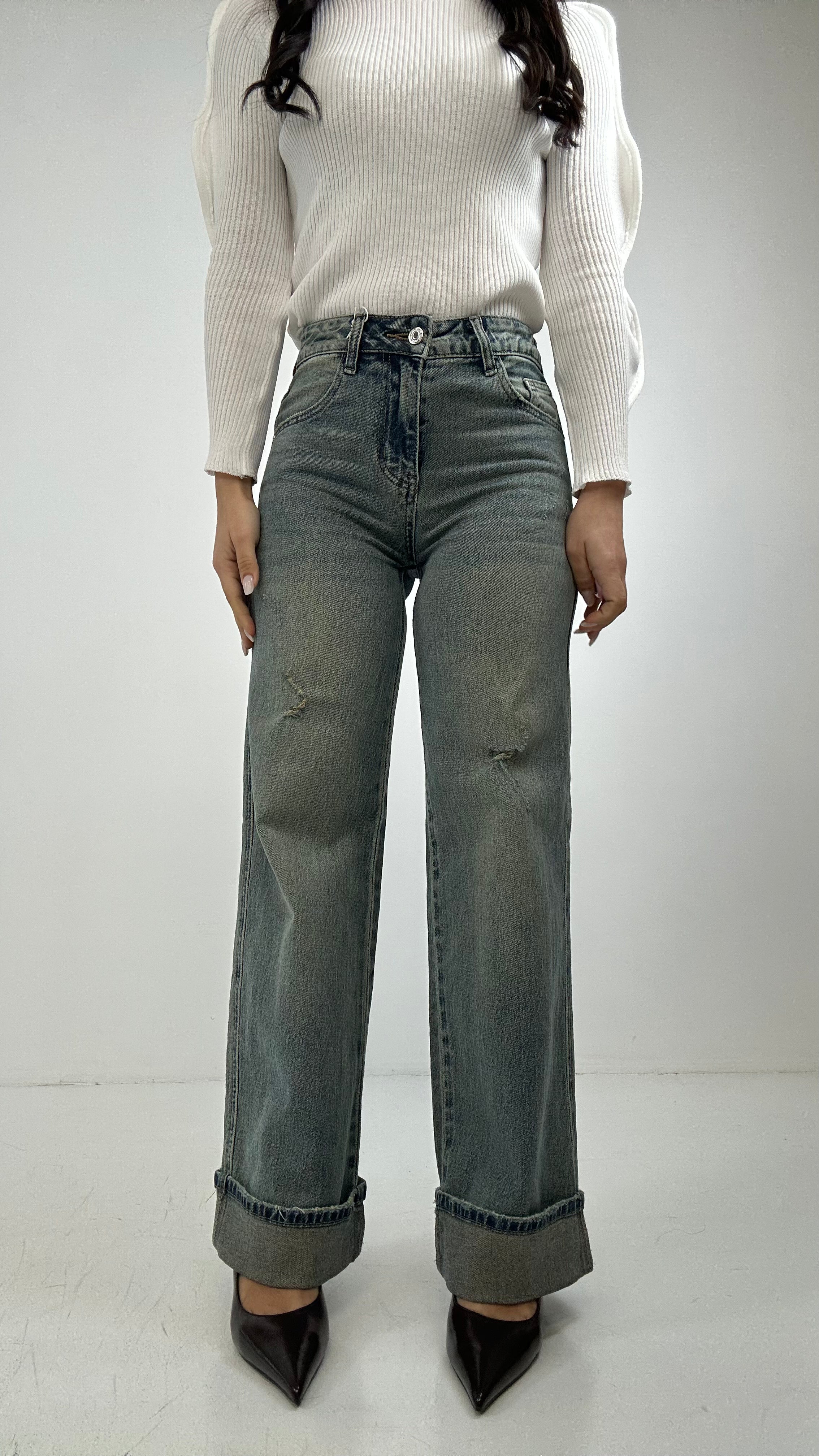 Jeans WIDE STRAPPETTO PIEGA - JEANS