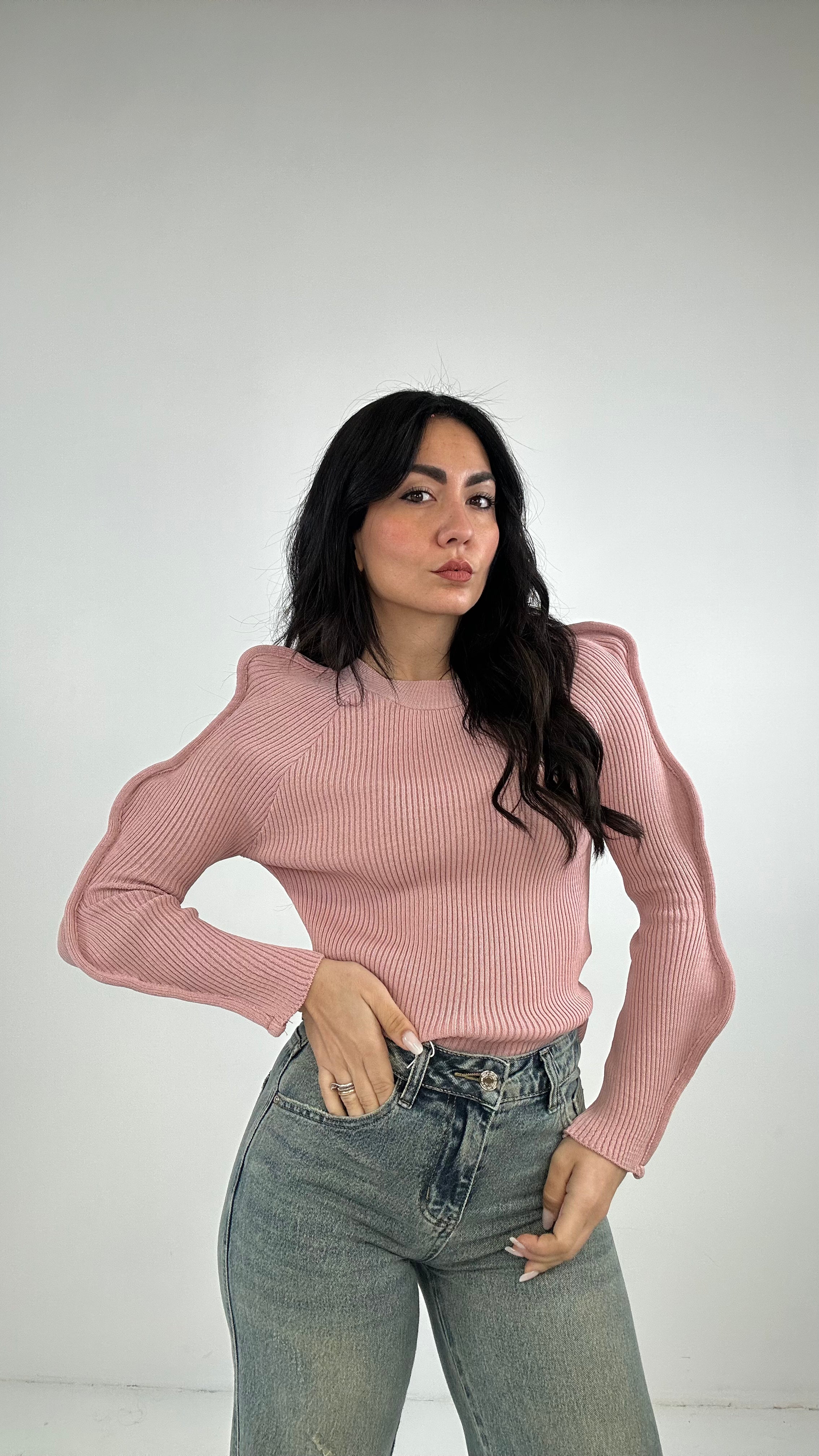 Pull MANICHETTA ONDA - ROSA