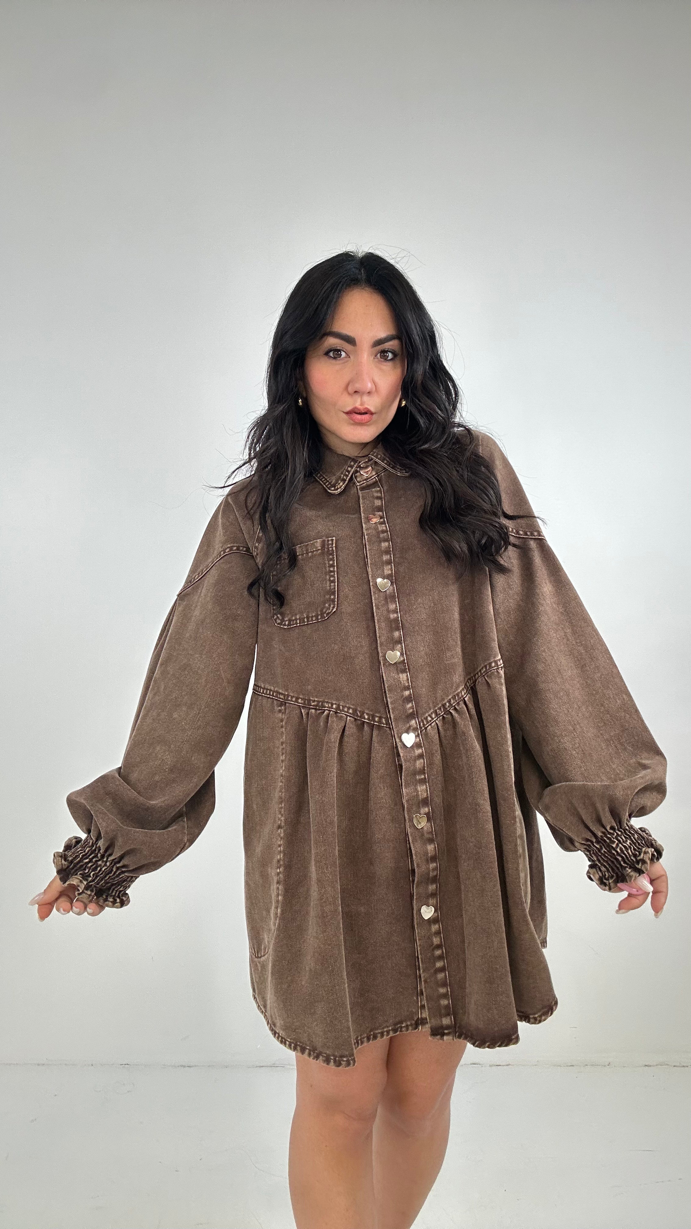 Abitino BOTTONE CUORE - MARRONE