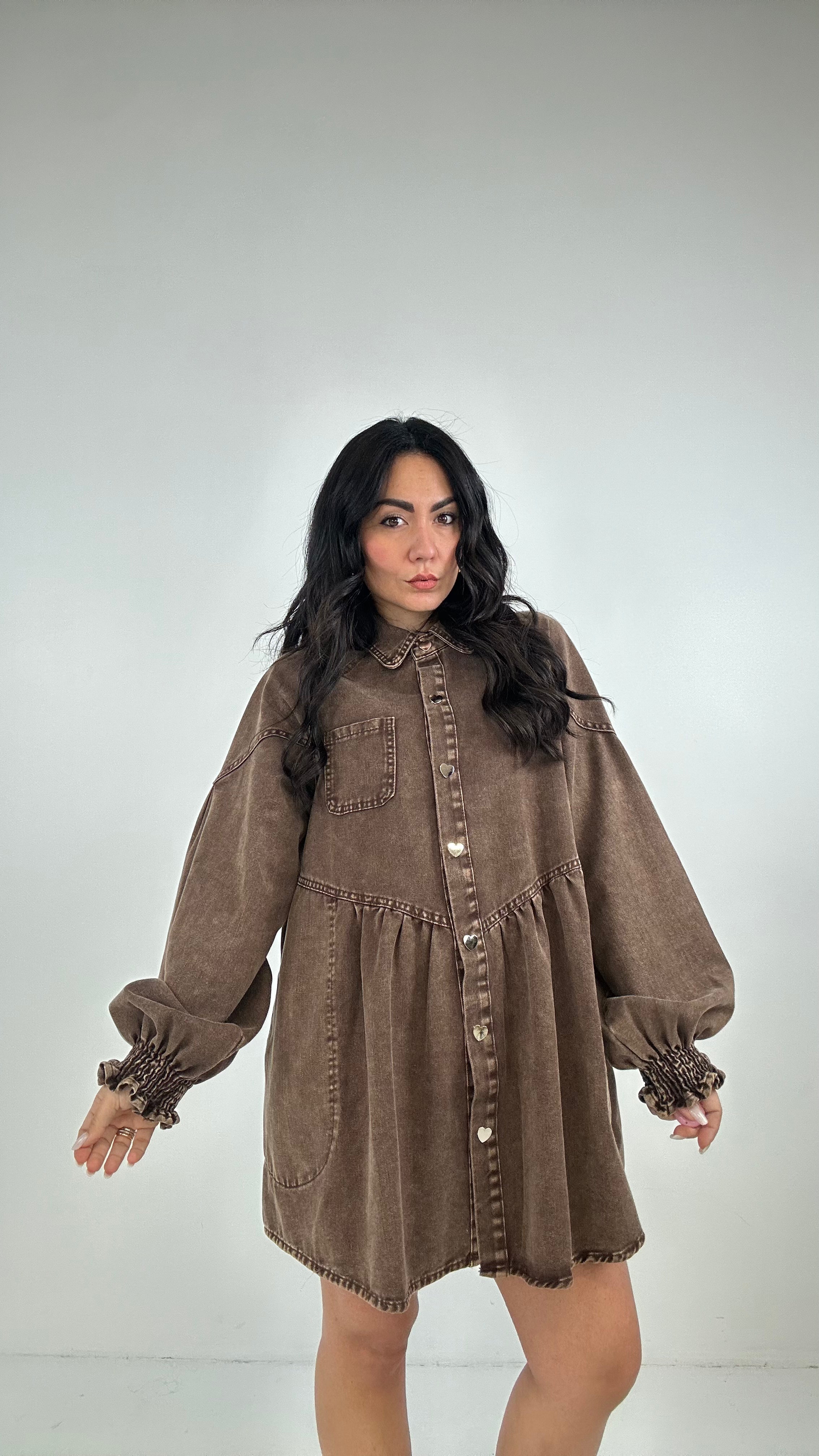 Abitino BOTTONE CUORE - MARRONE