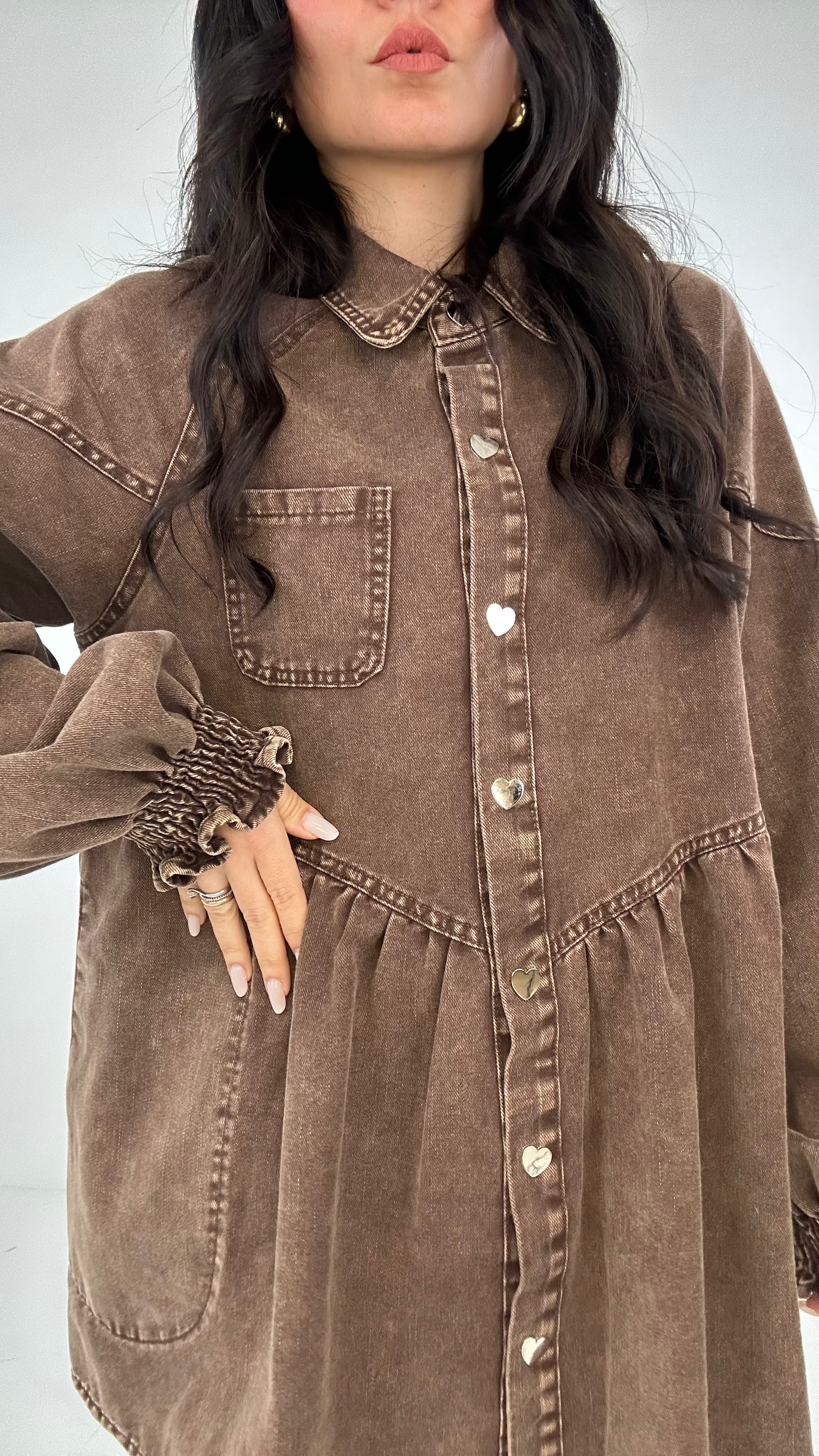 Abitino BOTTONE CUORE - MARRONE