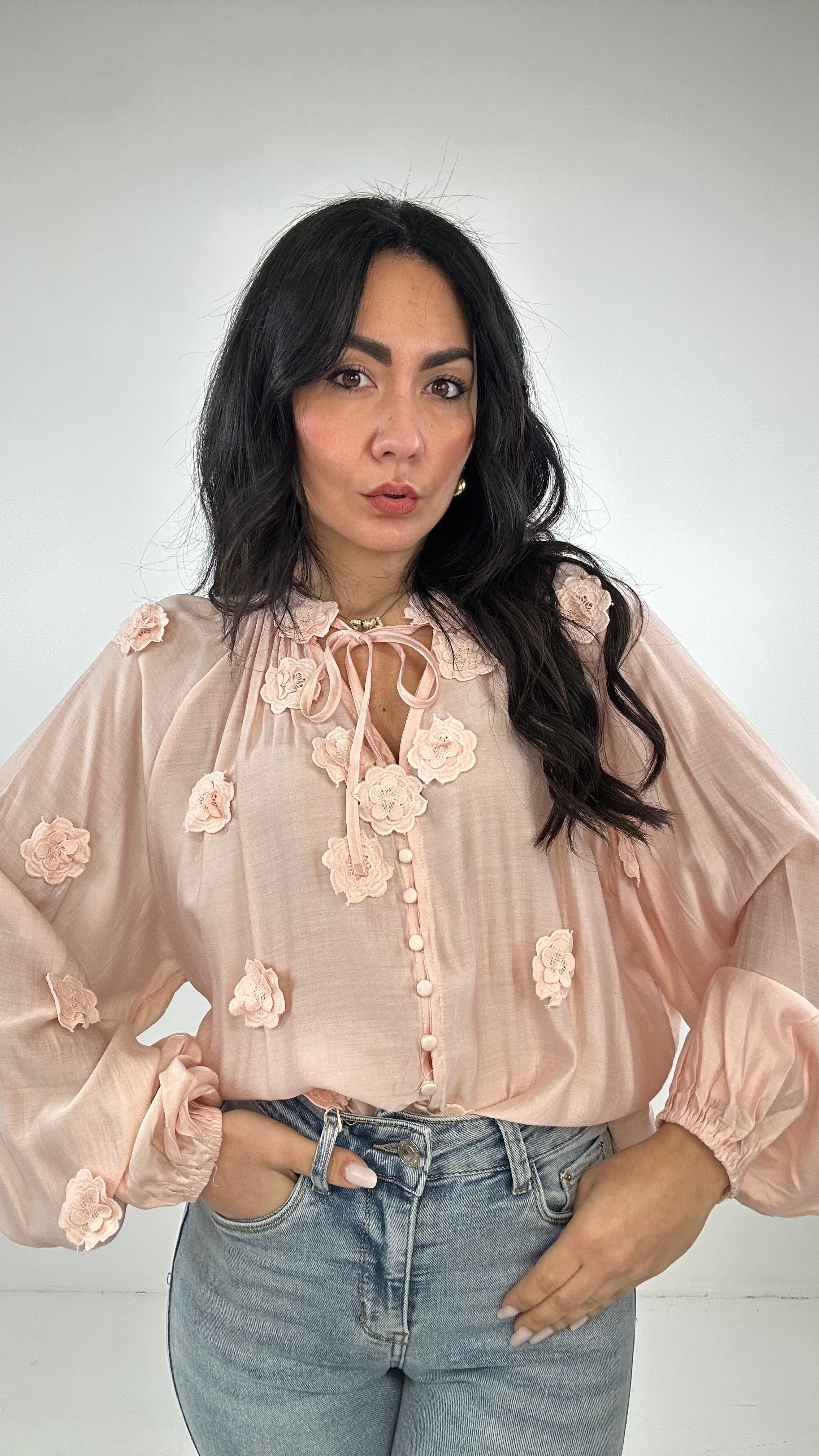 Blusa FIORE IN RILIEVO - ROSA