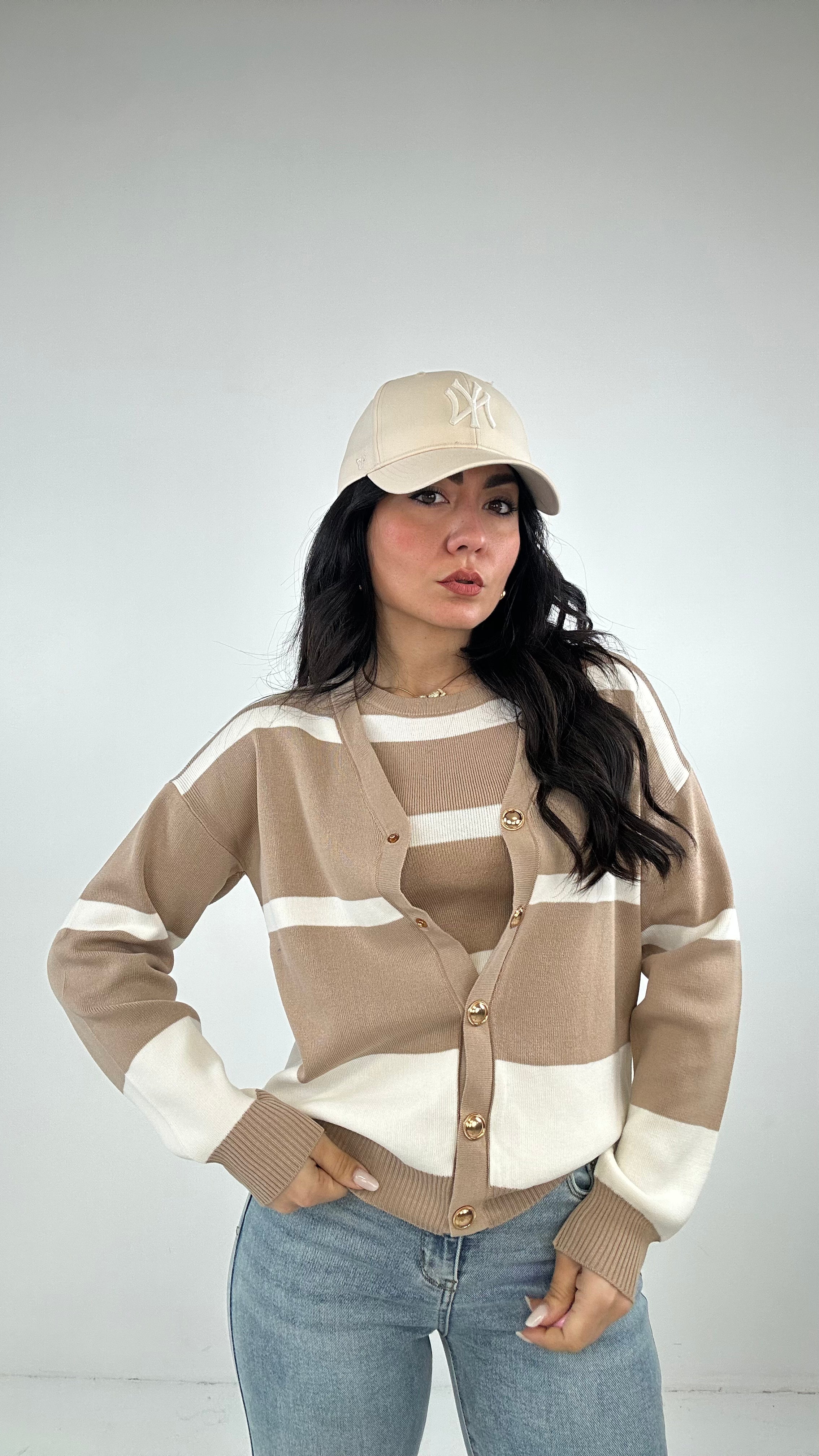 Twin-set RIGHE - BEIGE