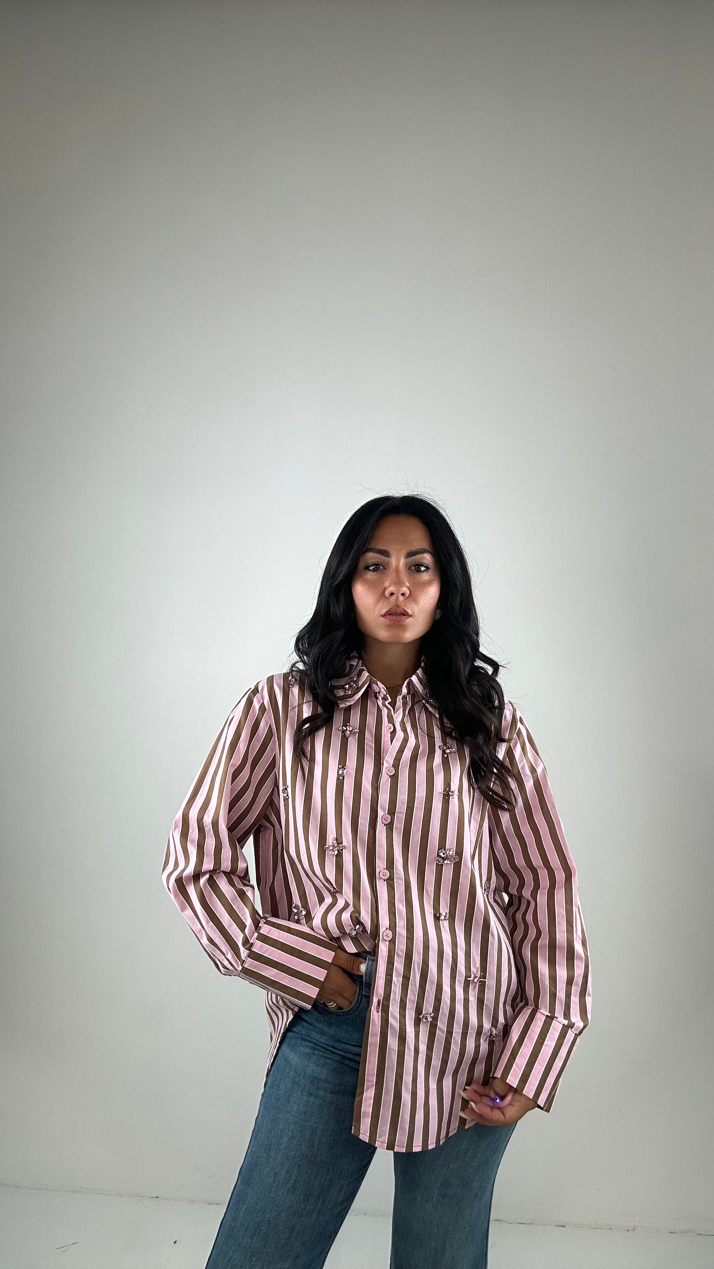 Camicia RIGHE GIOIELLO - ROSA