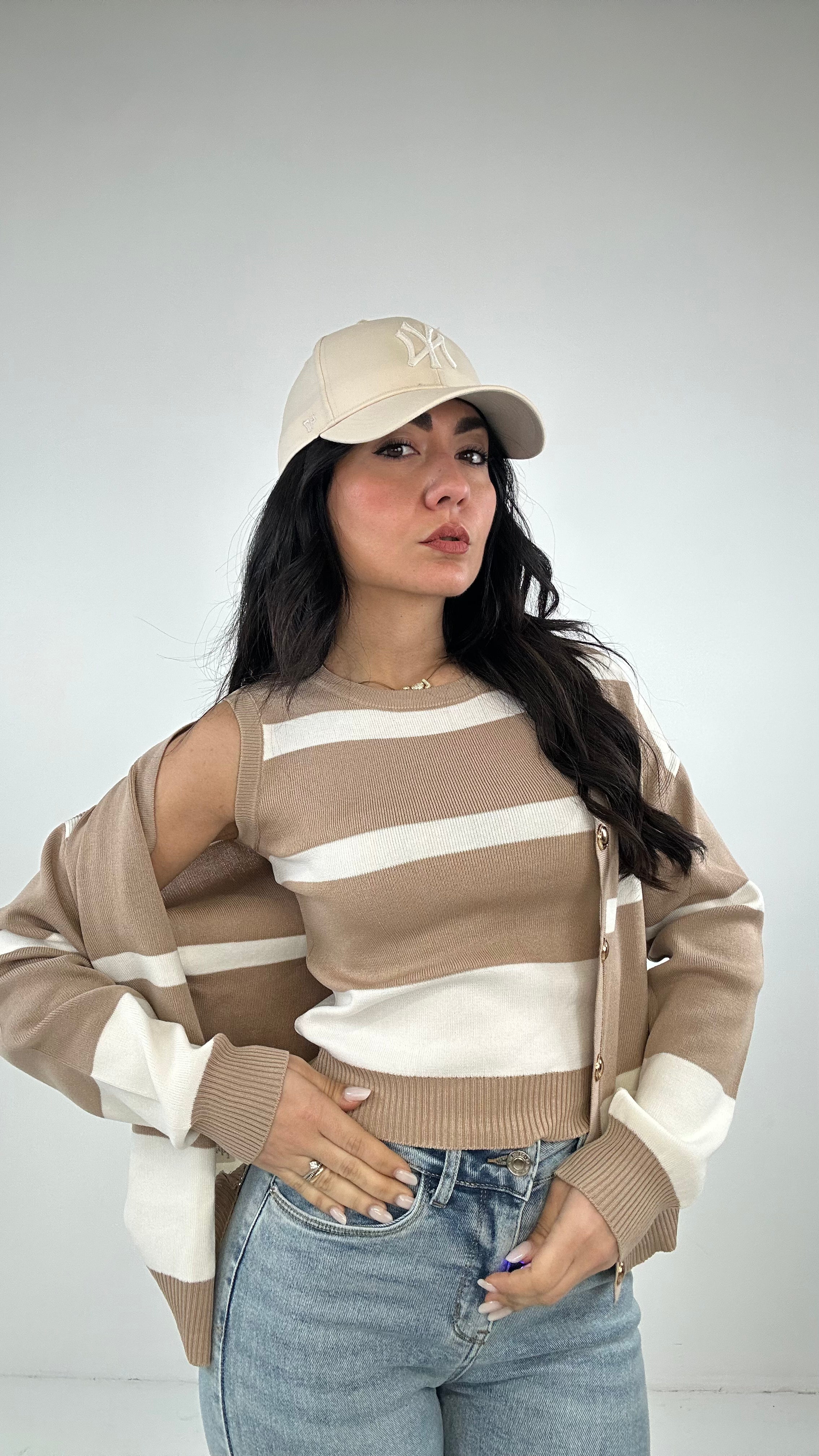 Twin-set RIGHE - BEIGE