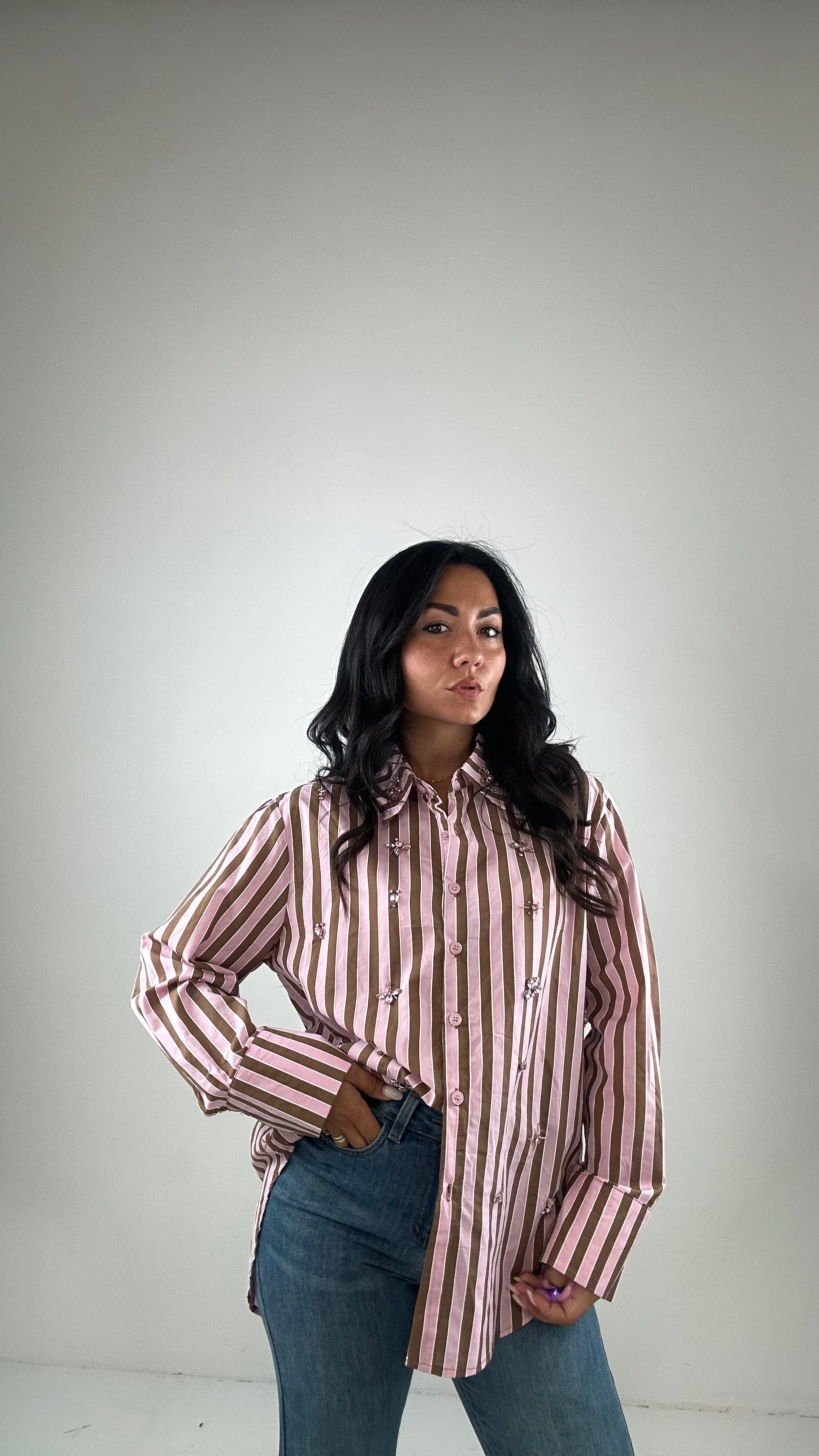 Camicia RIGHE GIOIELLO - ROSA