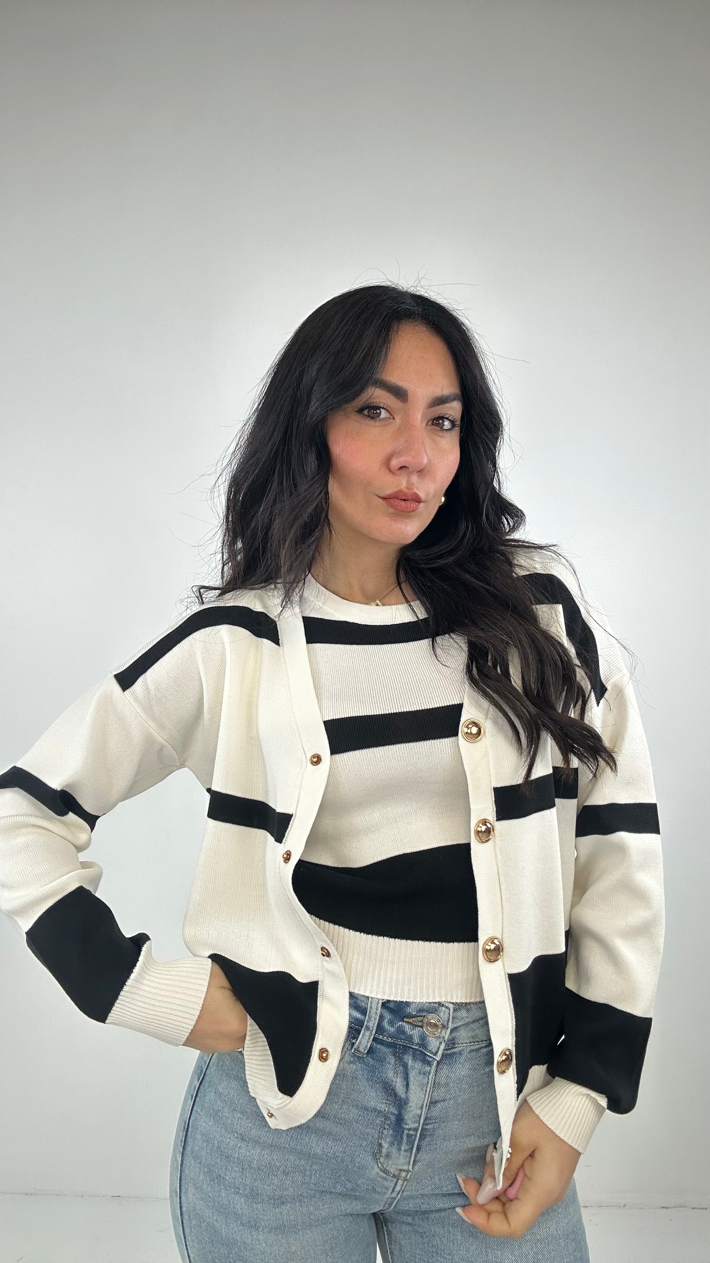 Twin-set RIGHE - BIANCO