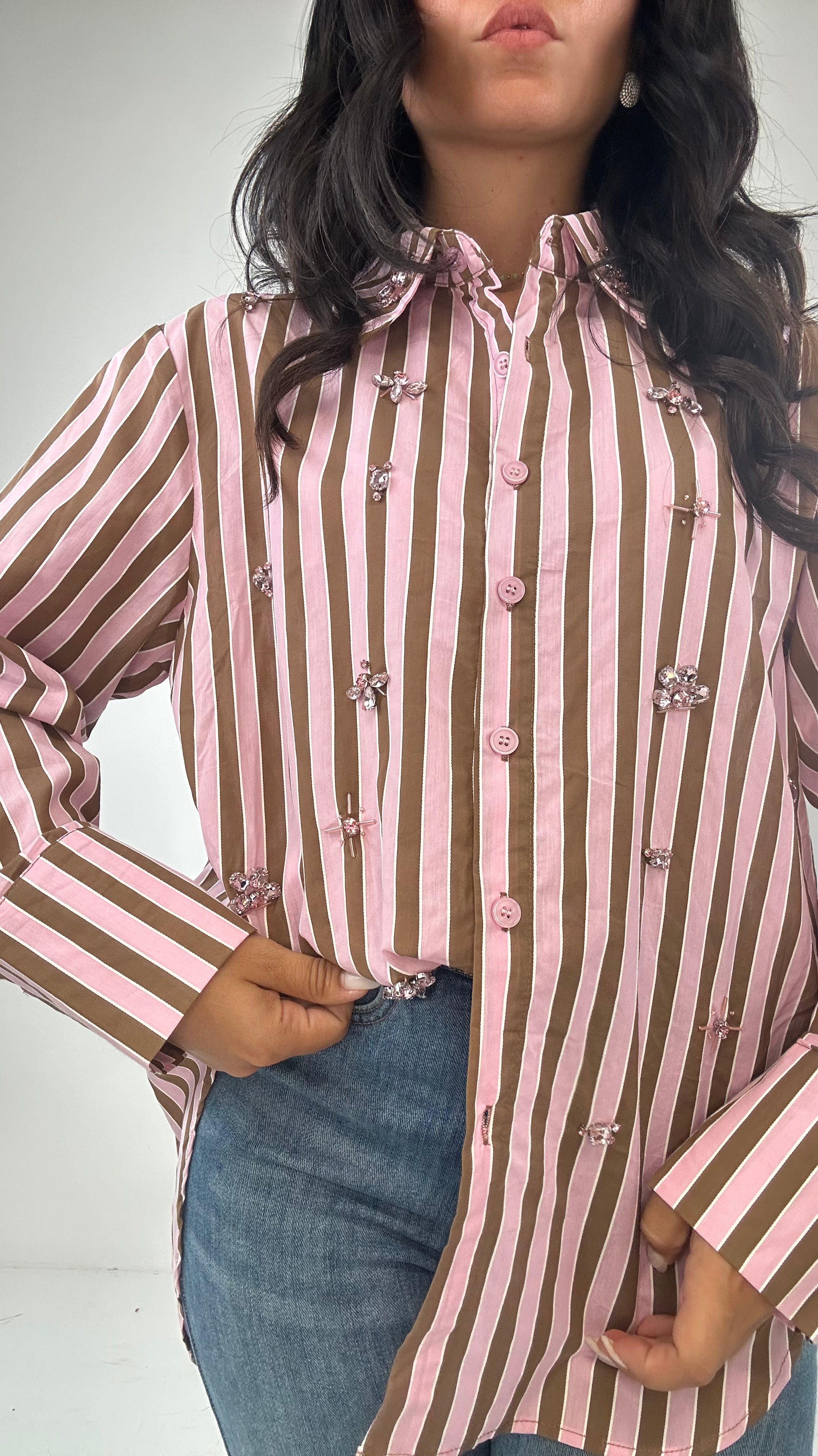 Camicia RIGHE GIOIELLO - ROSA