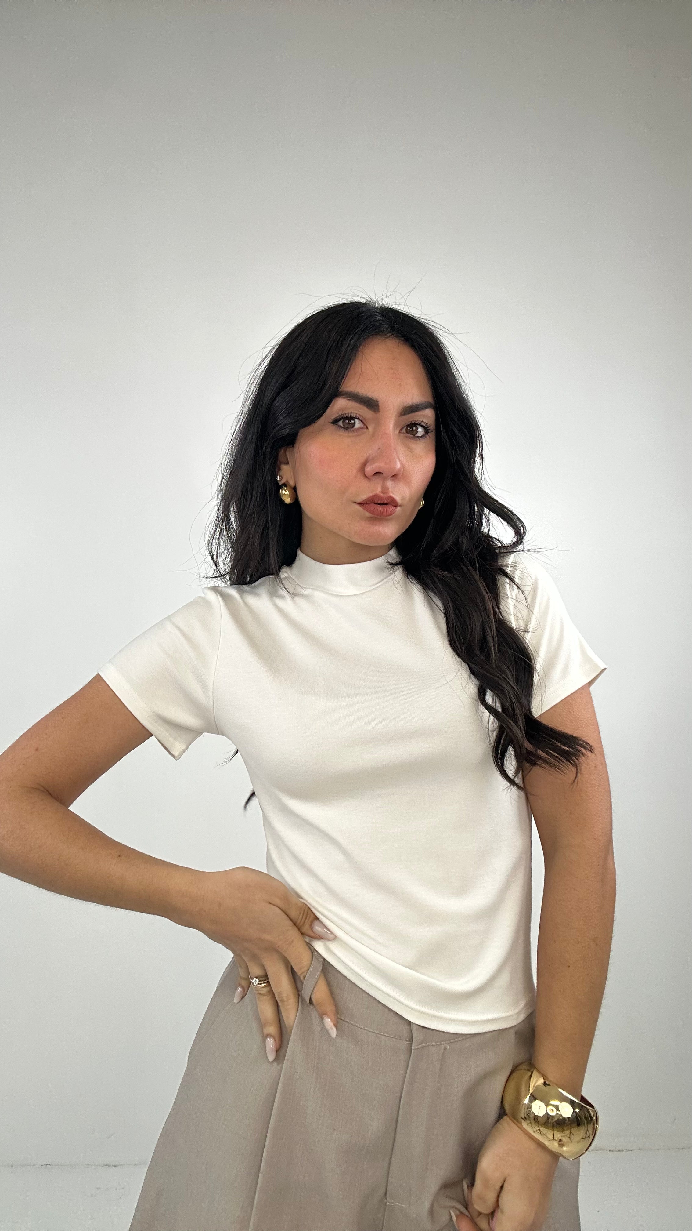 T-shirt COLLO LUPETTO - BIANCO