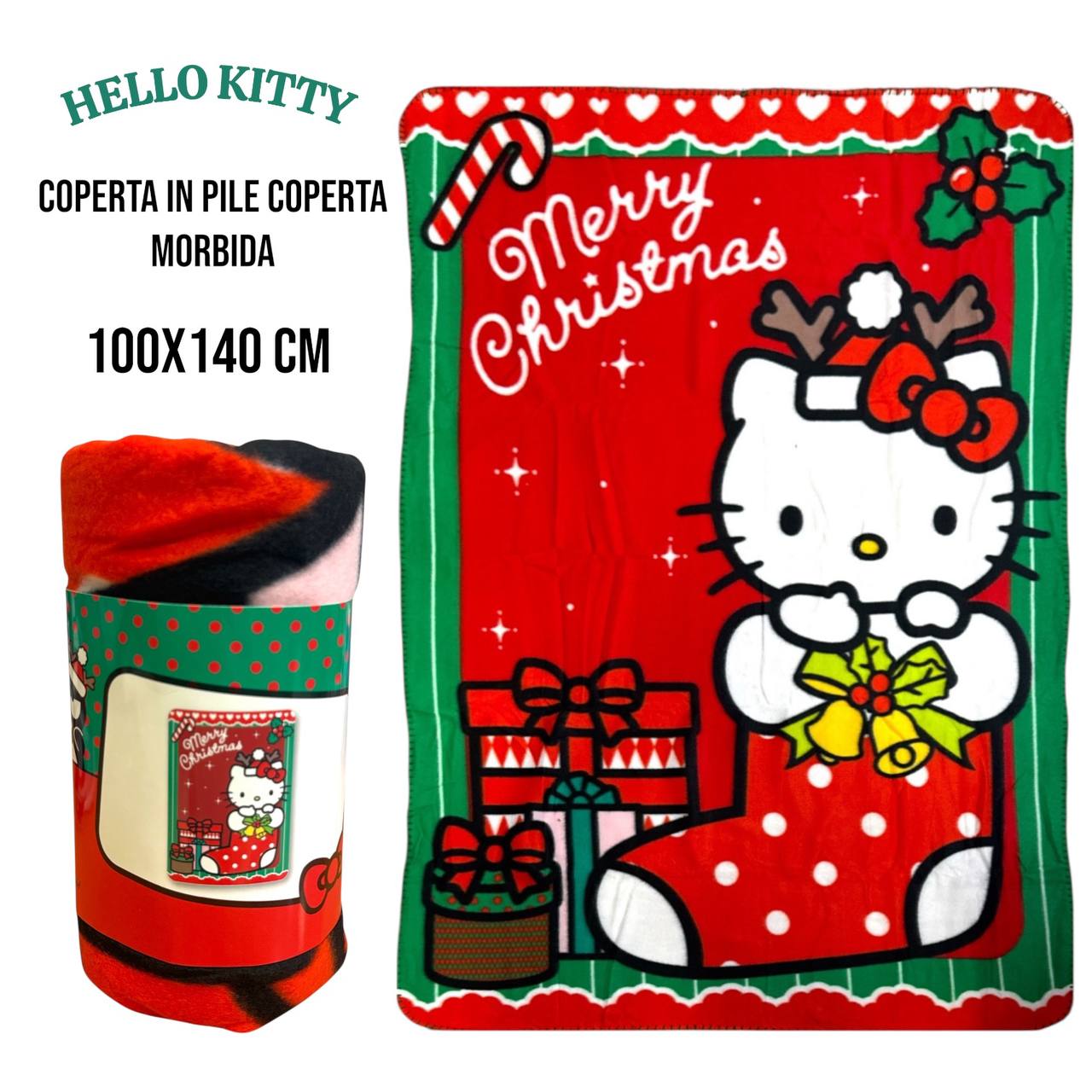 Plaid PILE HELLO KITTY - ROSSO