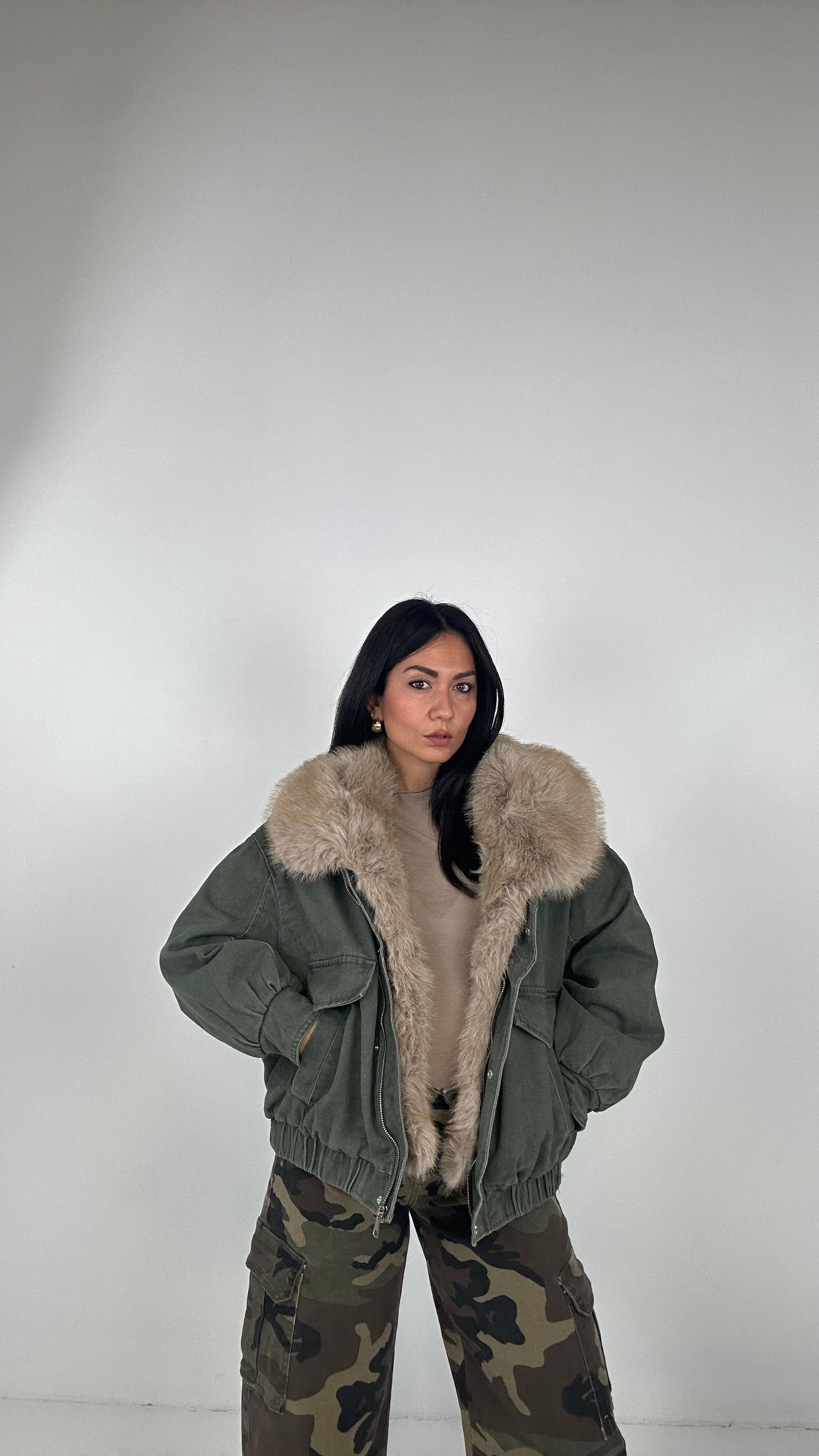 Bomber CON ECOPELLICCIA - VERDE