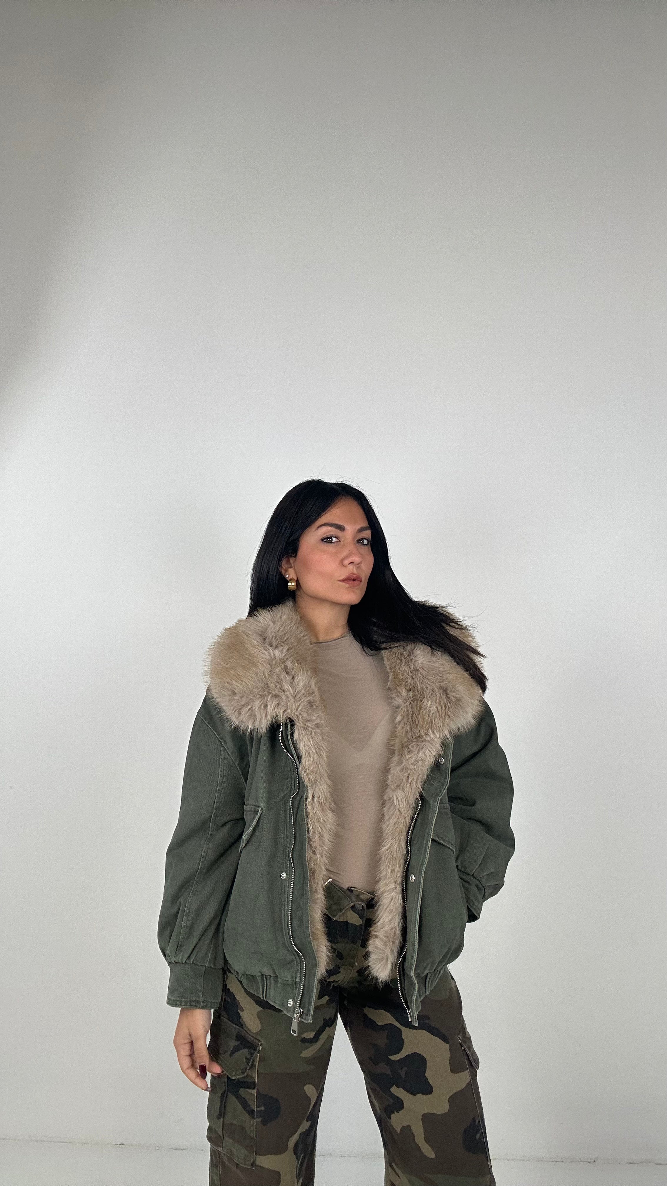 Bomber CON ECOPELLICCIA - VERDE