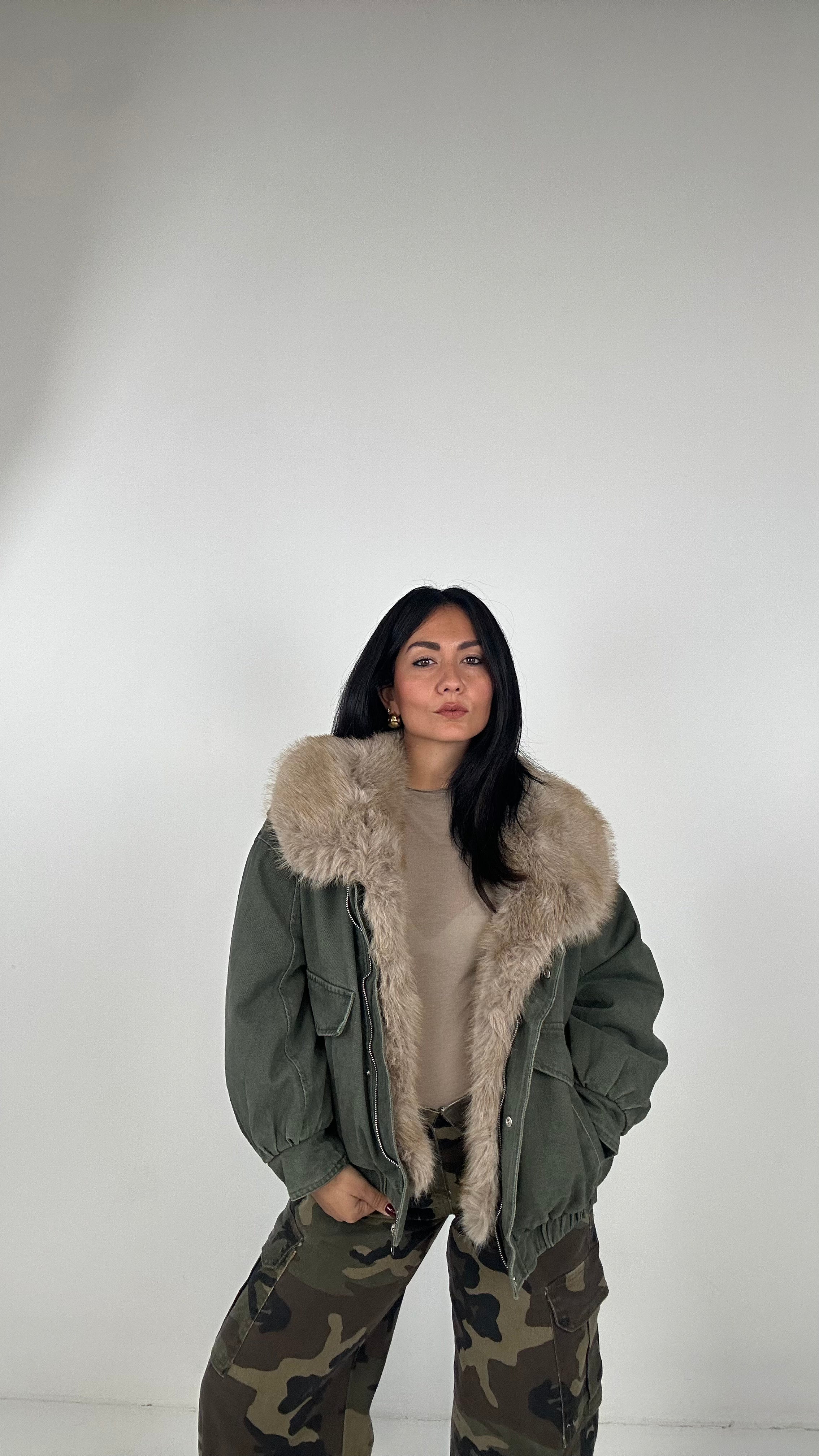 Bomber CON ECOPELLICCIA - VERDE