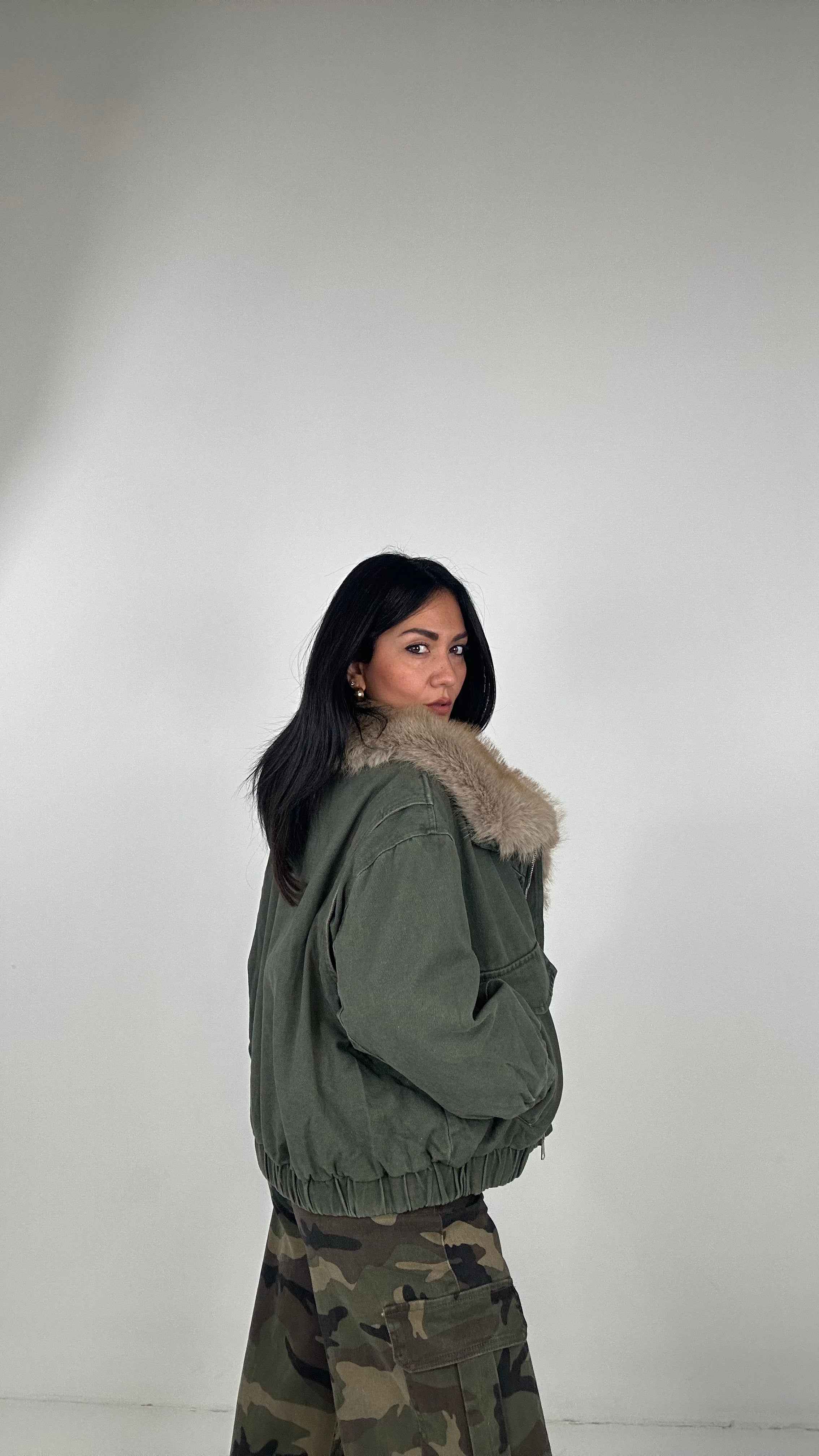 Bomber CON ECOPELLICCIA - VERDE