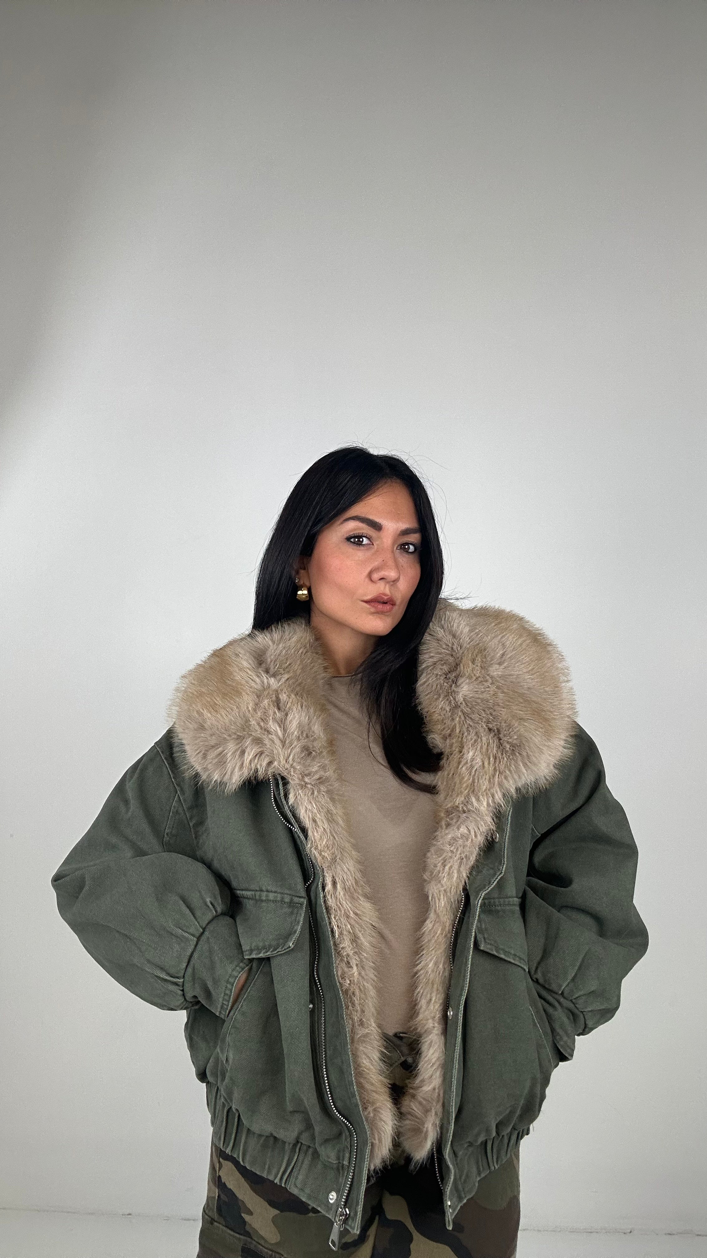 Bomber CON ECOPELLICCIA - VERDE
