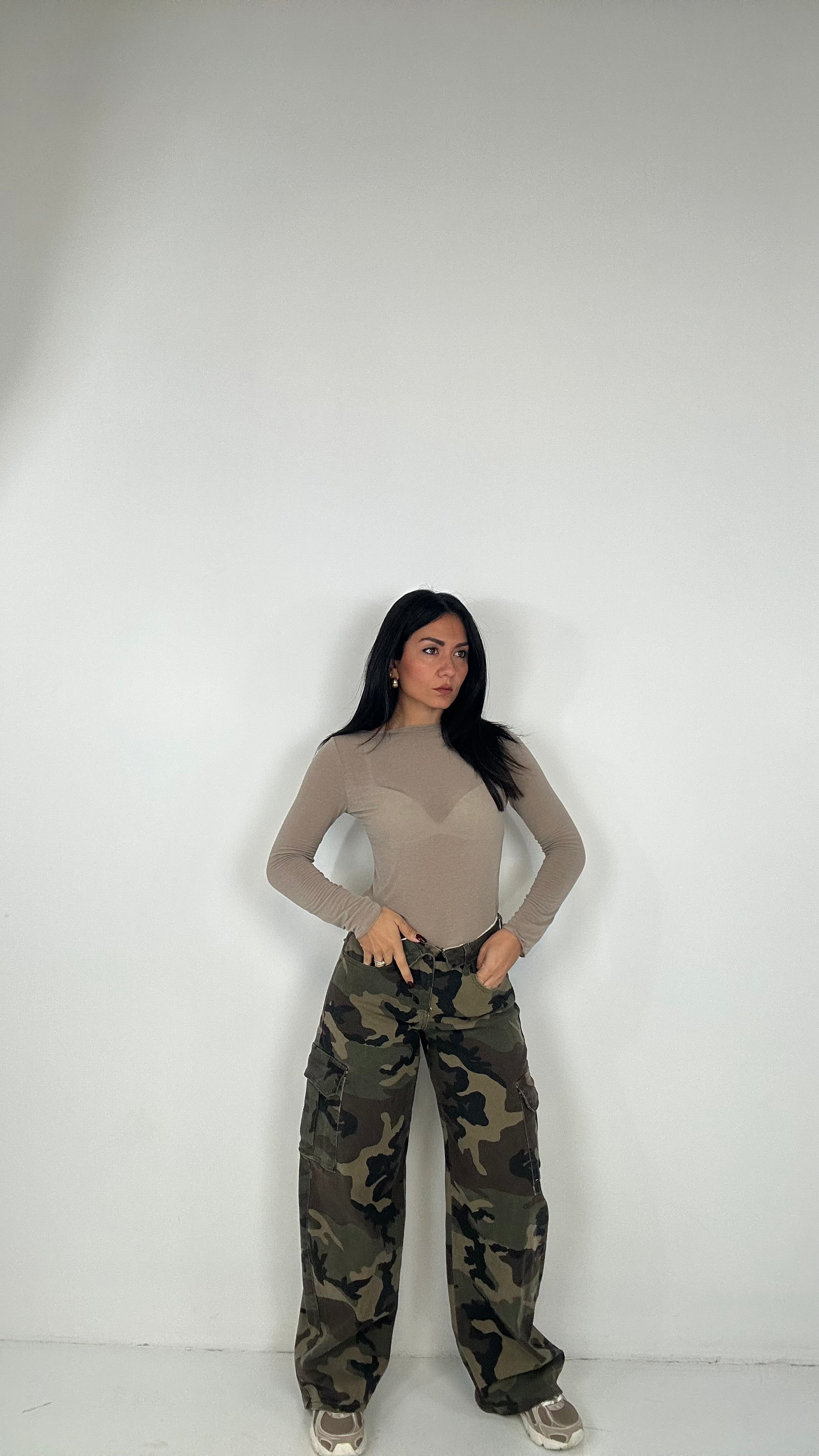 Jeans MILITARE CINTO GIRATO - VERDE